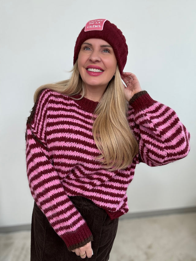 Pullover LITTLE STRIPES rosa/burgundy/Chokolate