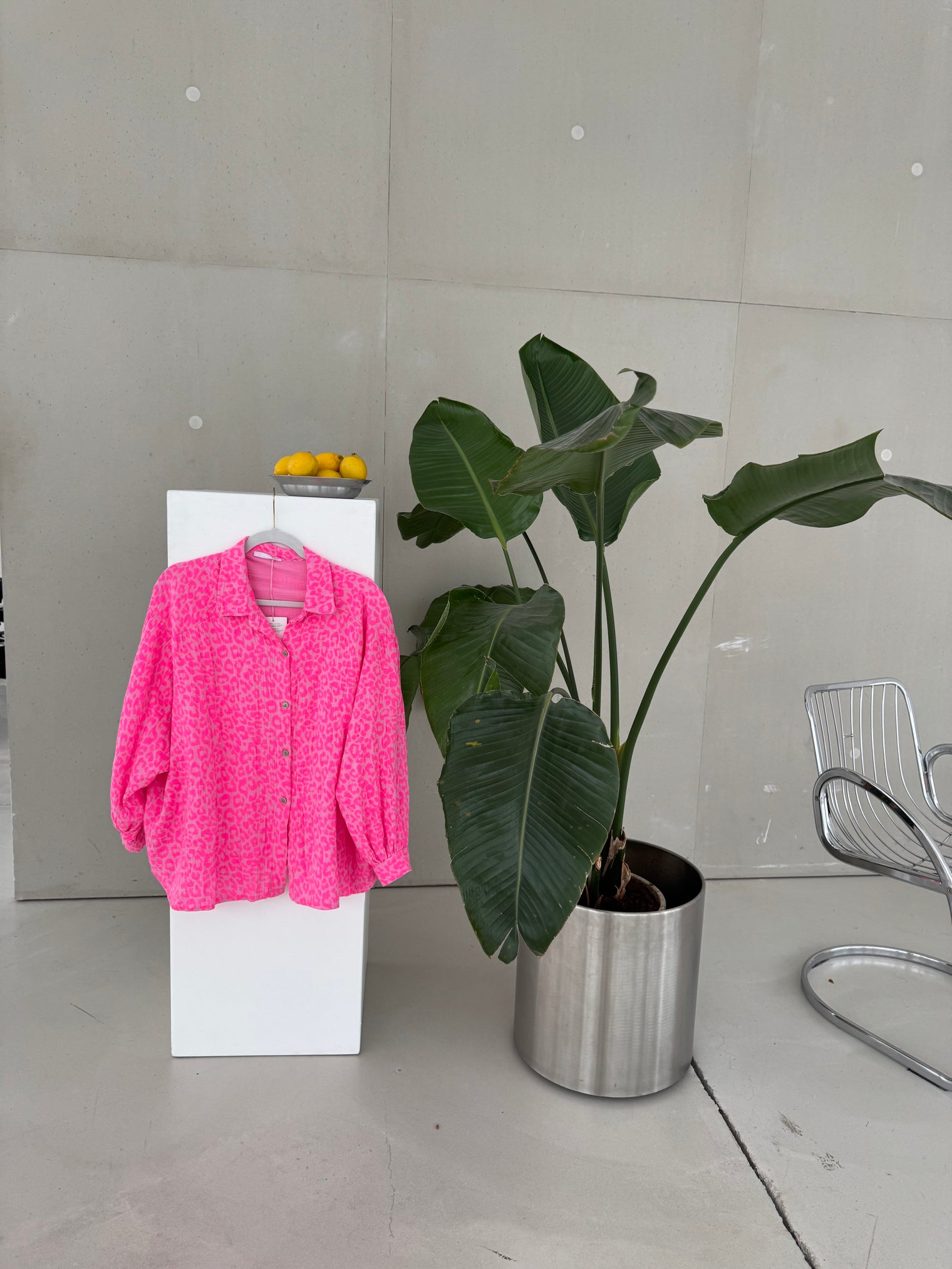 Musselin Bluse rosa LEO LOVER electric pink