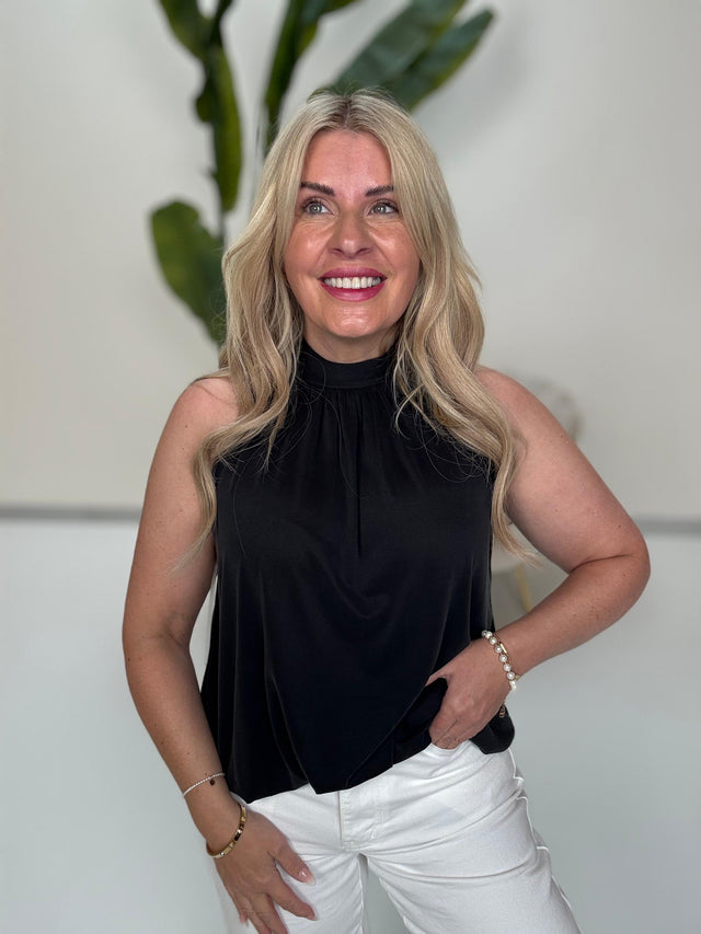 Neckholder Top mit Bindedetail schwarz