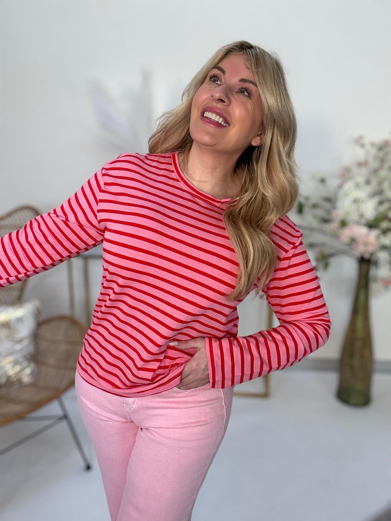 Langarmshirt rosa/rot STRIPE CLUB