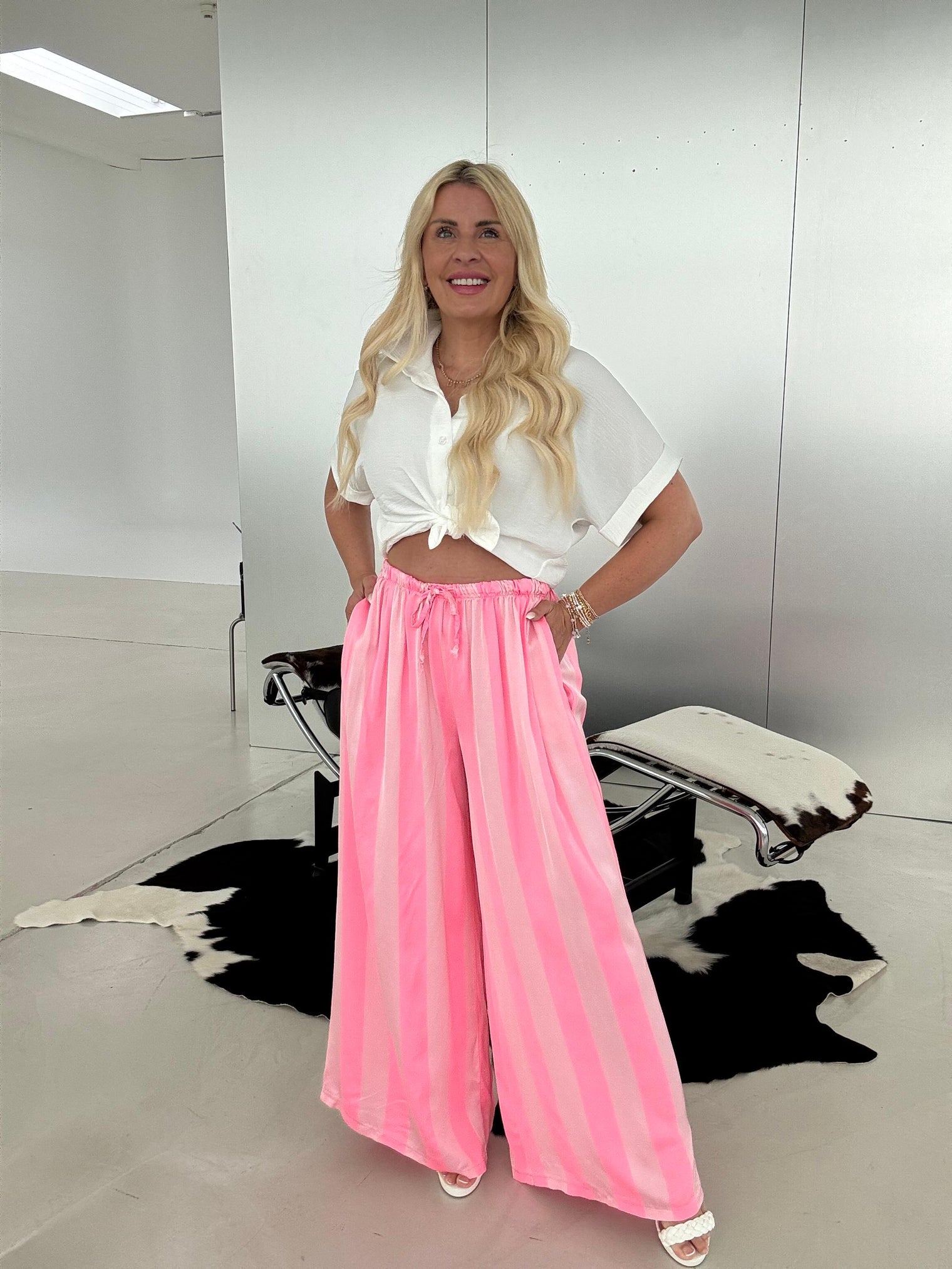 Hose mit Seide BLOCK STRIPES rosa/hot pink