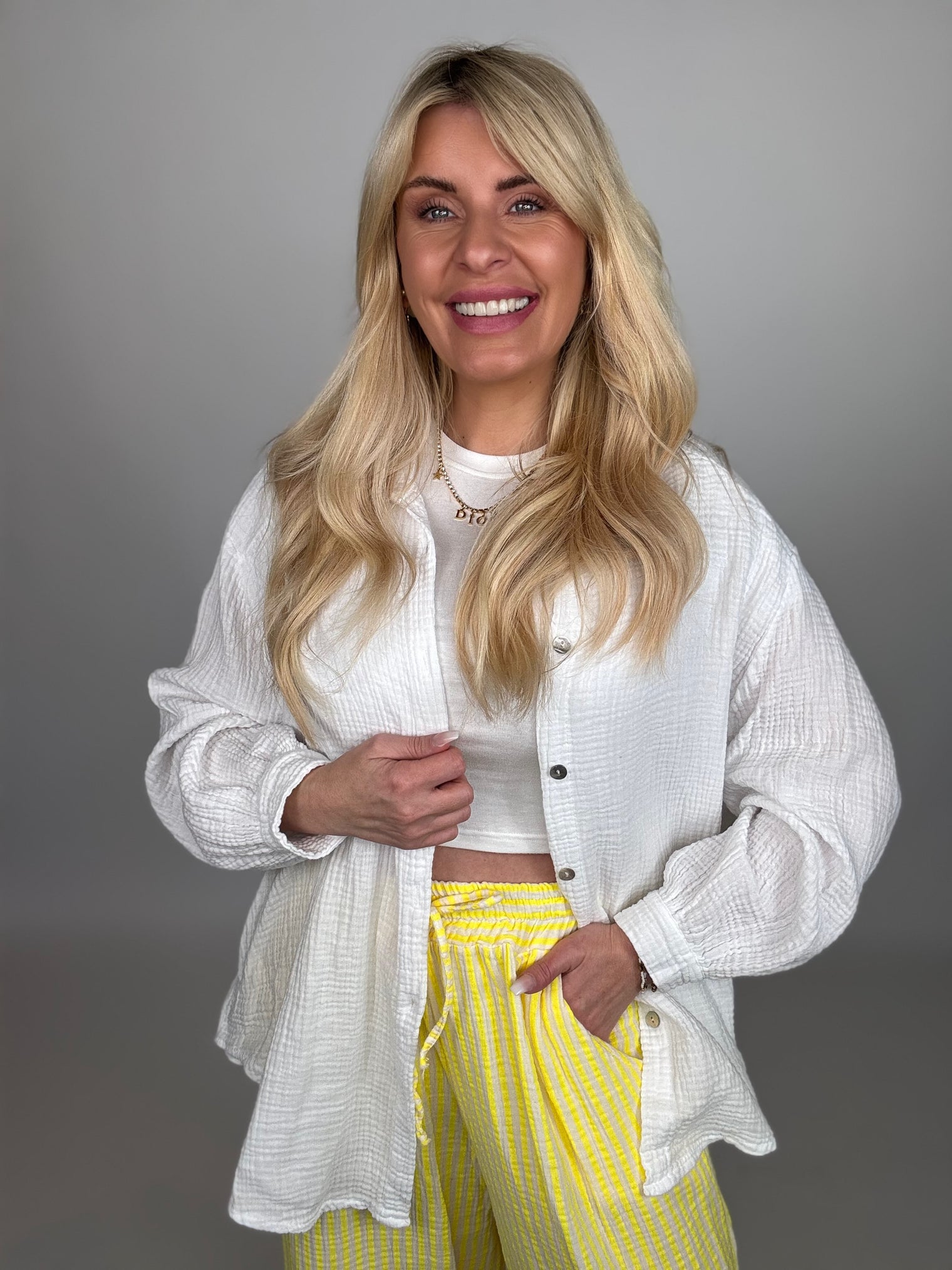 Signature Musselin Bluse WEIß