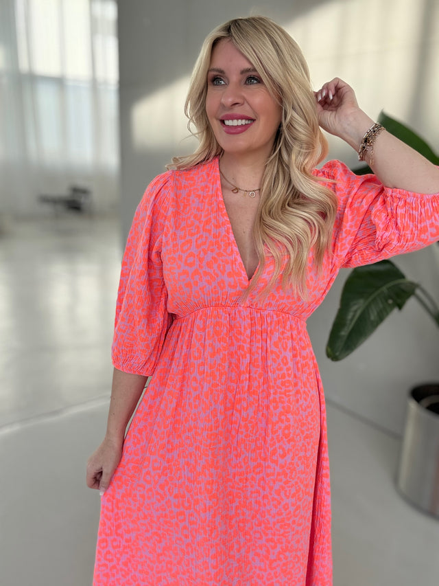 Musselin Kleid rosa LEO LOVER orange