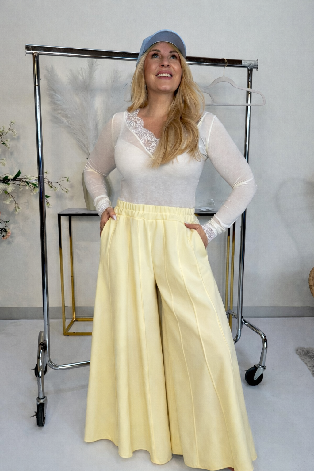 Weite Marlene Hose ROMANTIC FEELING Buttermilk Lemon