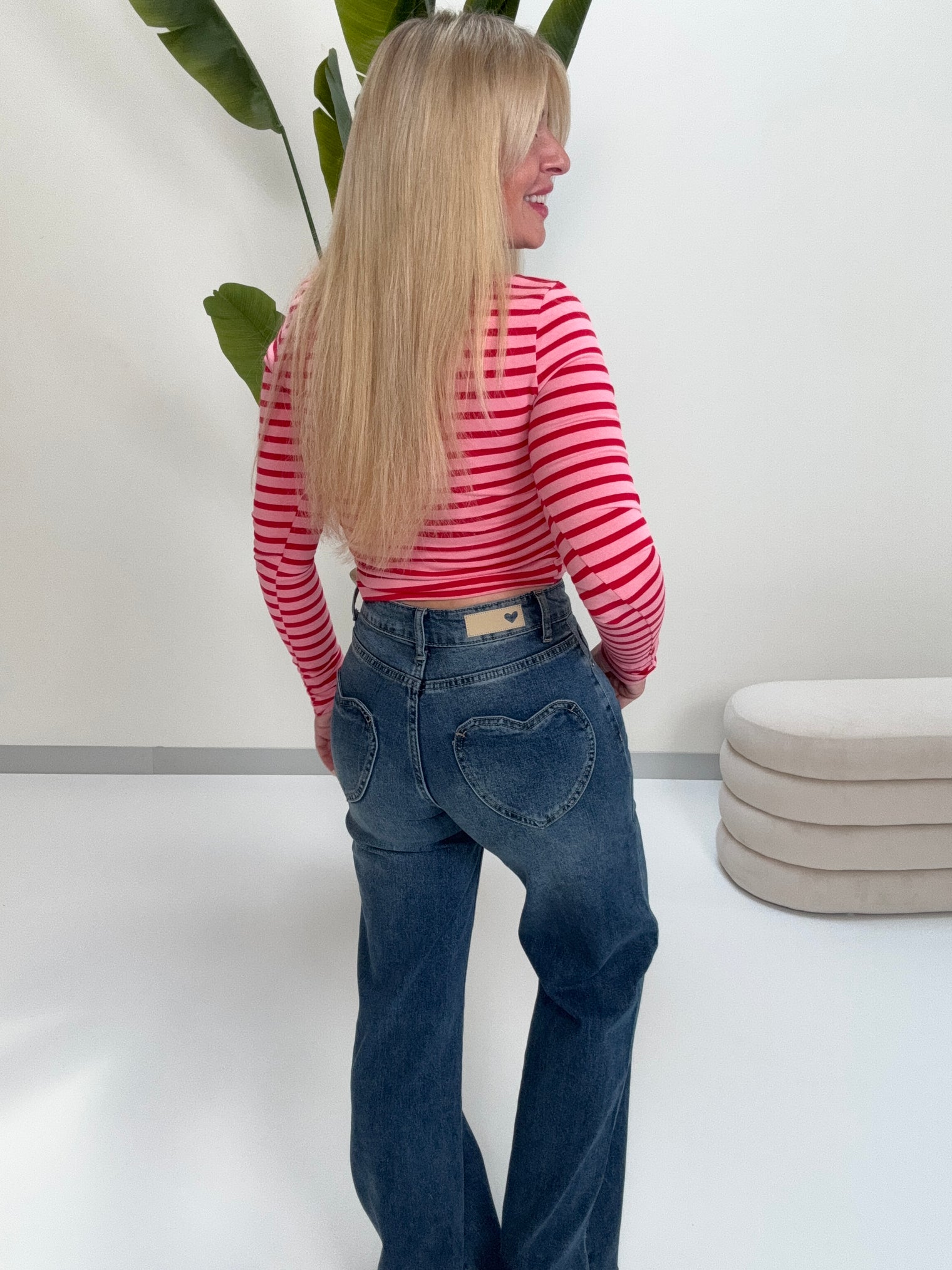 Stretch Jeans denim blue HEART LOVER mit Herztaschen