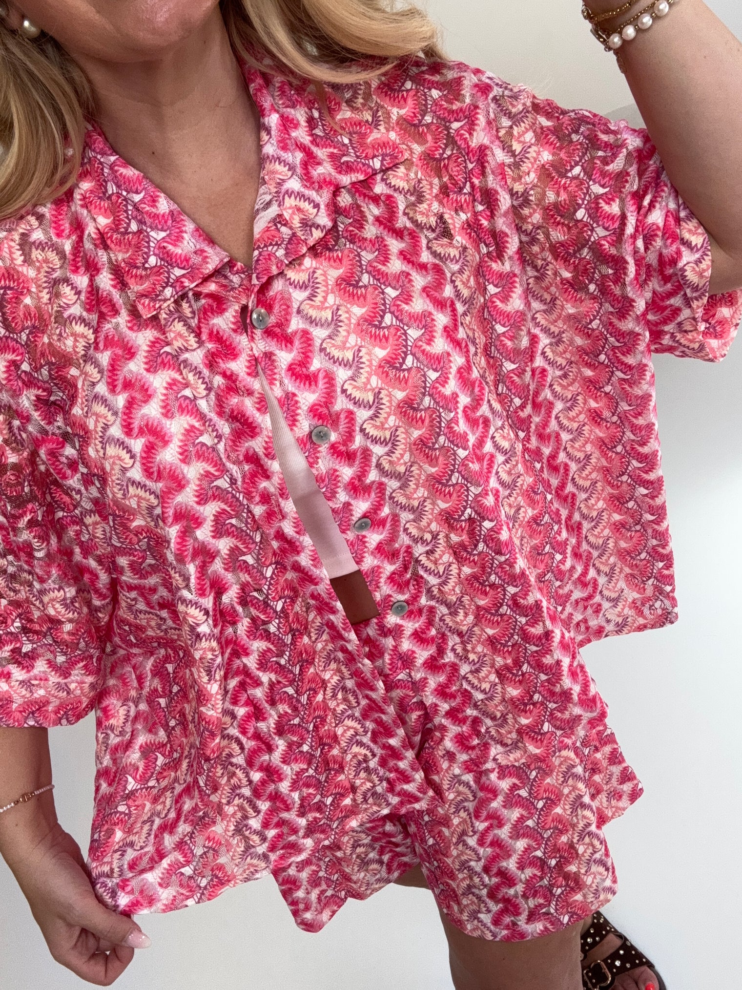 Sommer Bluse kurzarm SUMMER HOT rosa/pink/flieder