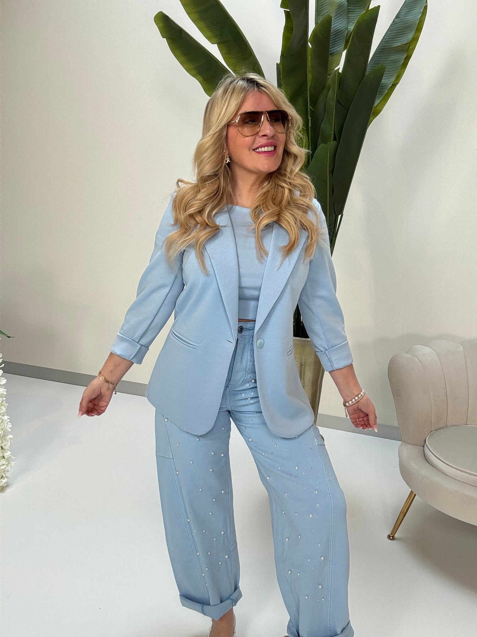 Strech Blazer himmelblau LOOK TO THE SKY