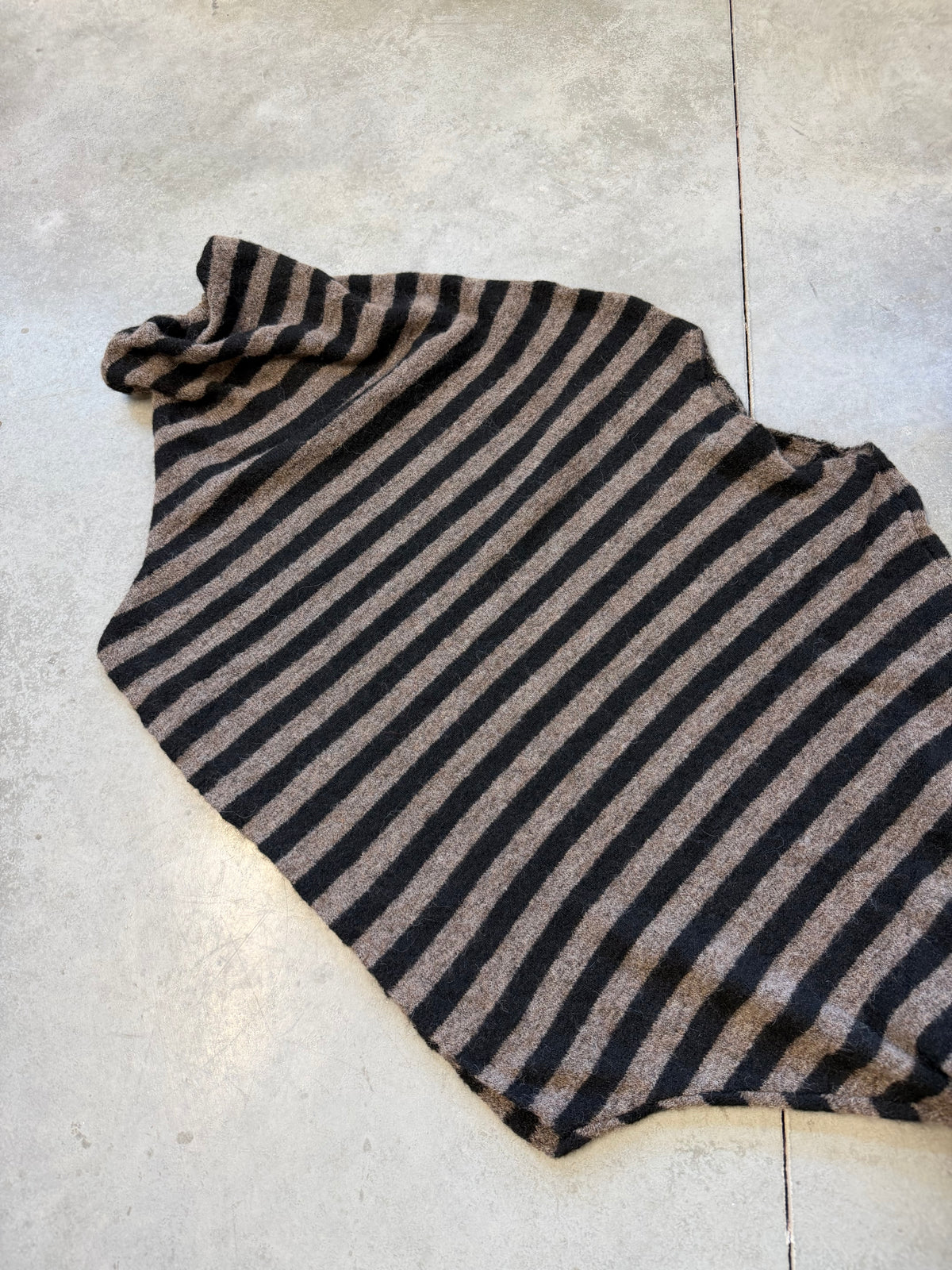Oversize Strickpullover Stripes mit Alpakaanteil Taupe schwarz