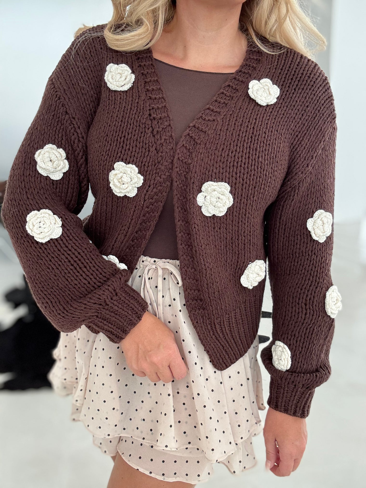 Strickjacke ROSES chocolate mousse