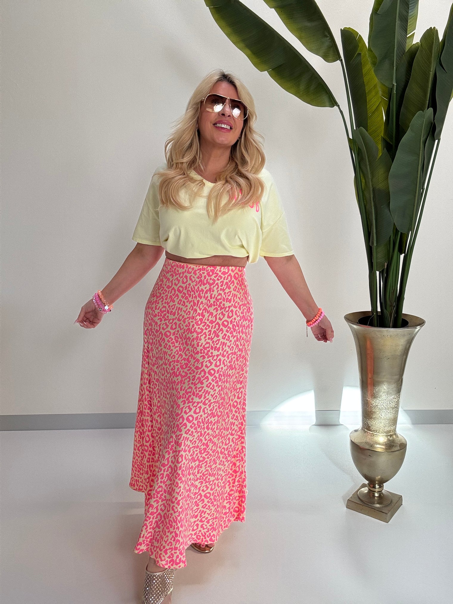 Rock mit Seide Gelb LEO LOVER peach