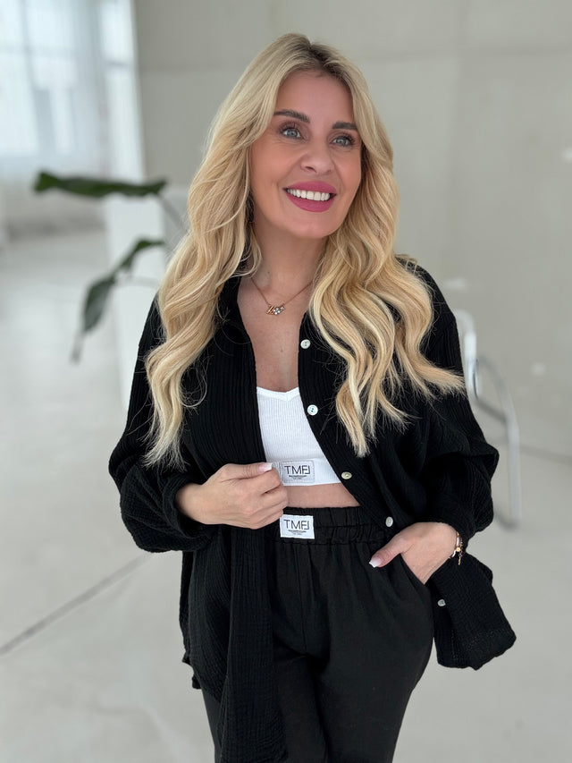 Signature Musselin Bluse SCHWARZ