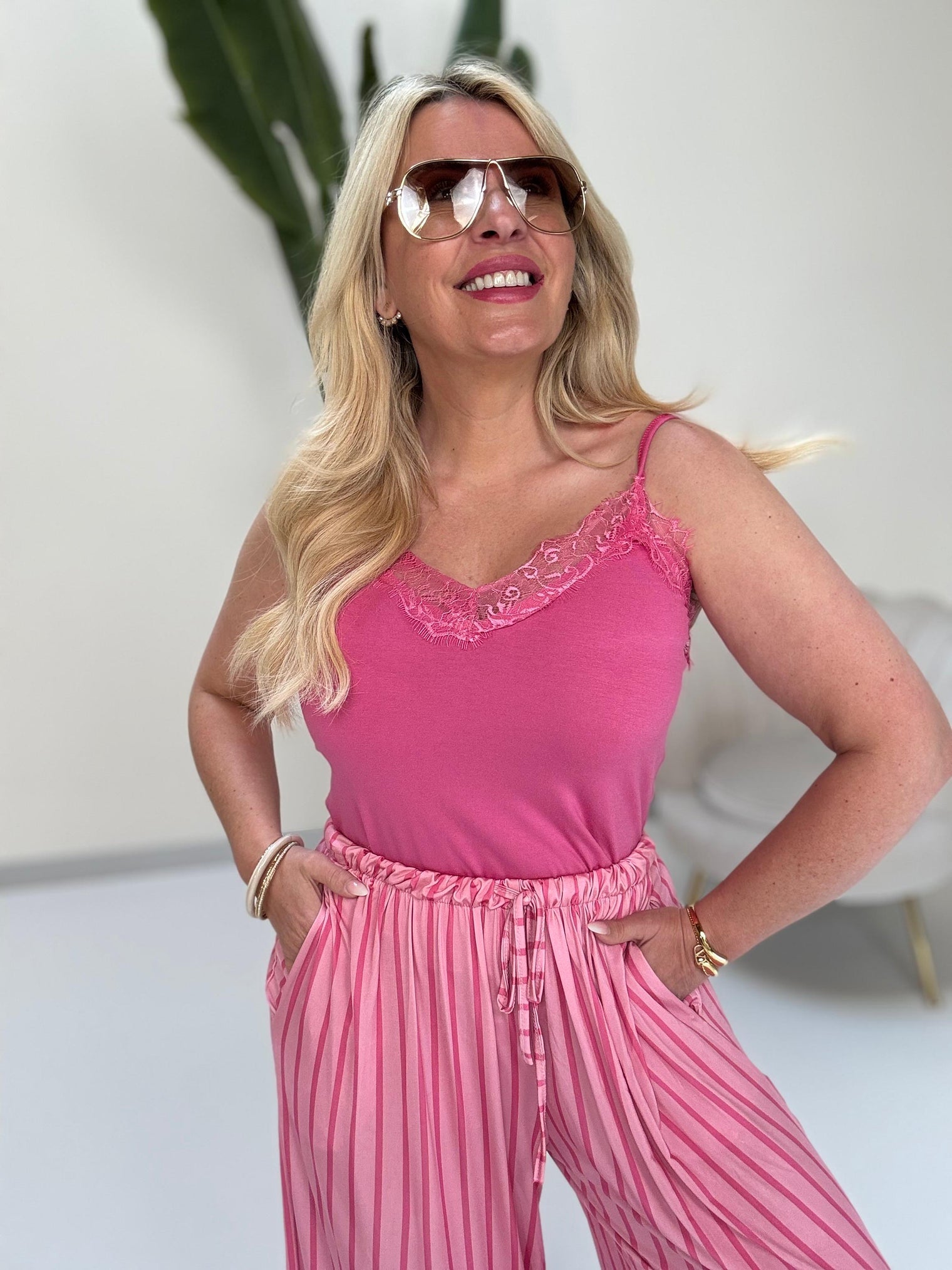 Hose FEELS LIKE BUTTER Stripes rosa/pink