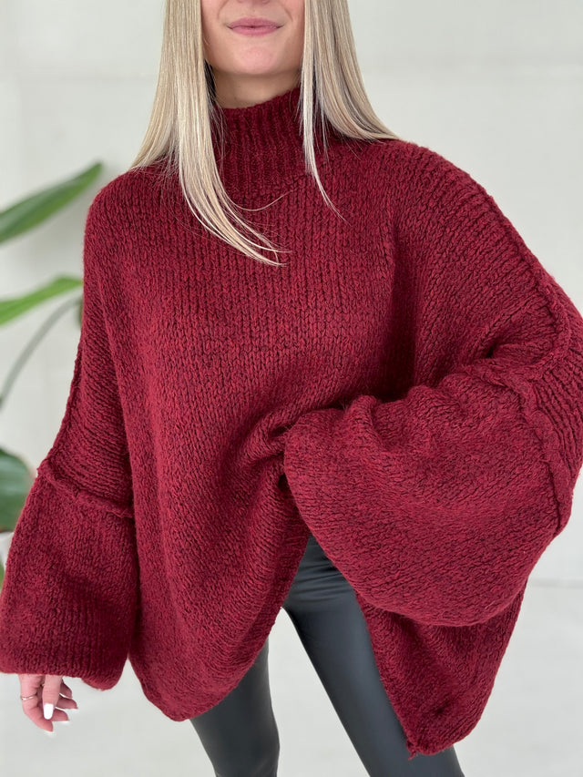 Kuschelweicher OVERSIZE Strickpullover burgundy