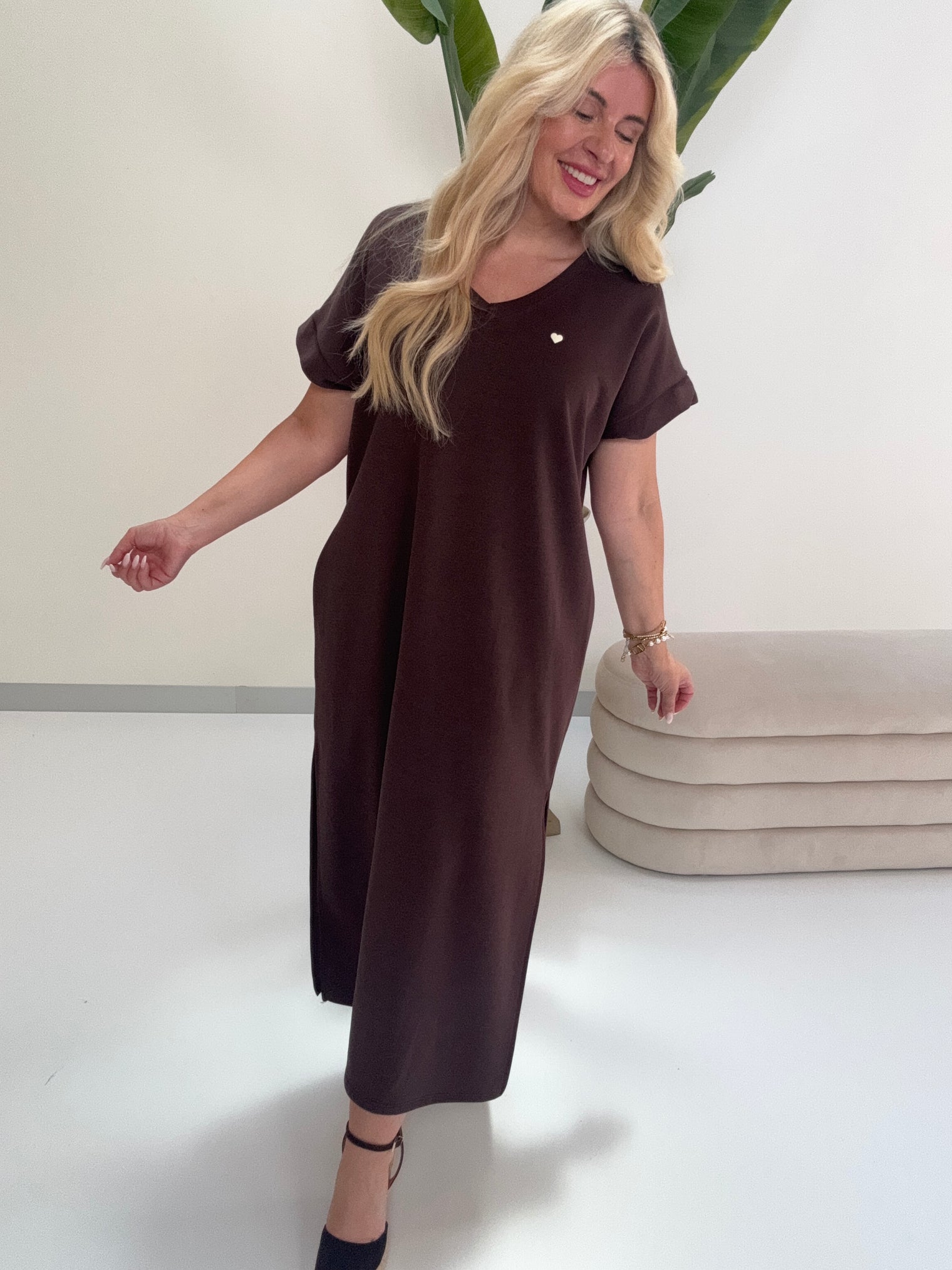 Butterstoff Kleid MINI HEART dark chocolate