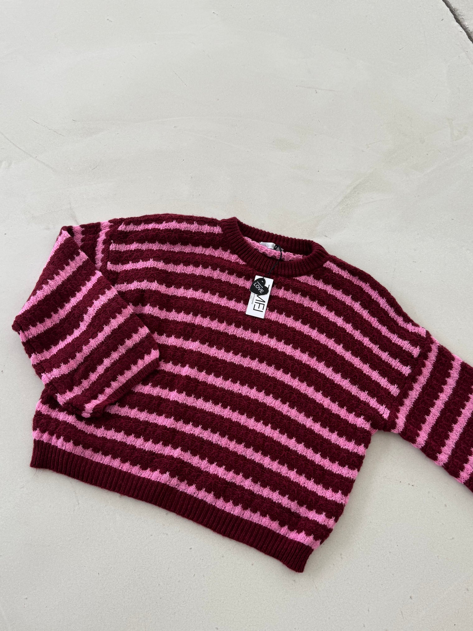 Pullover STRIPE ROMANCE burgundy meets pink