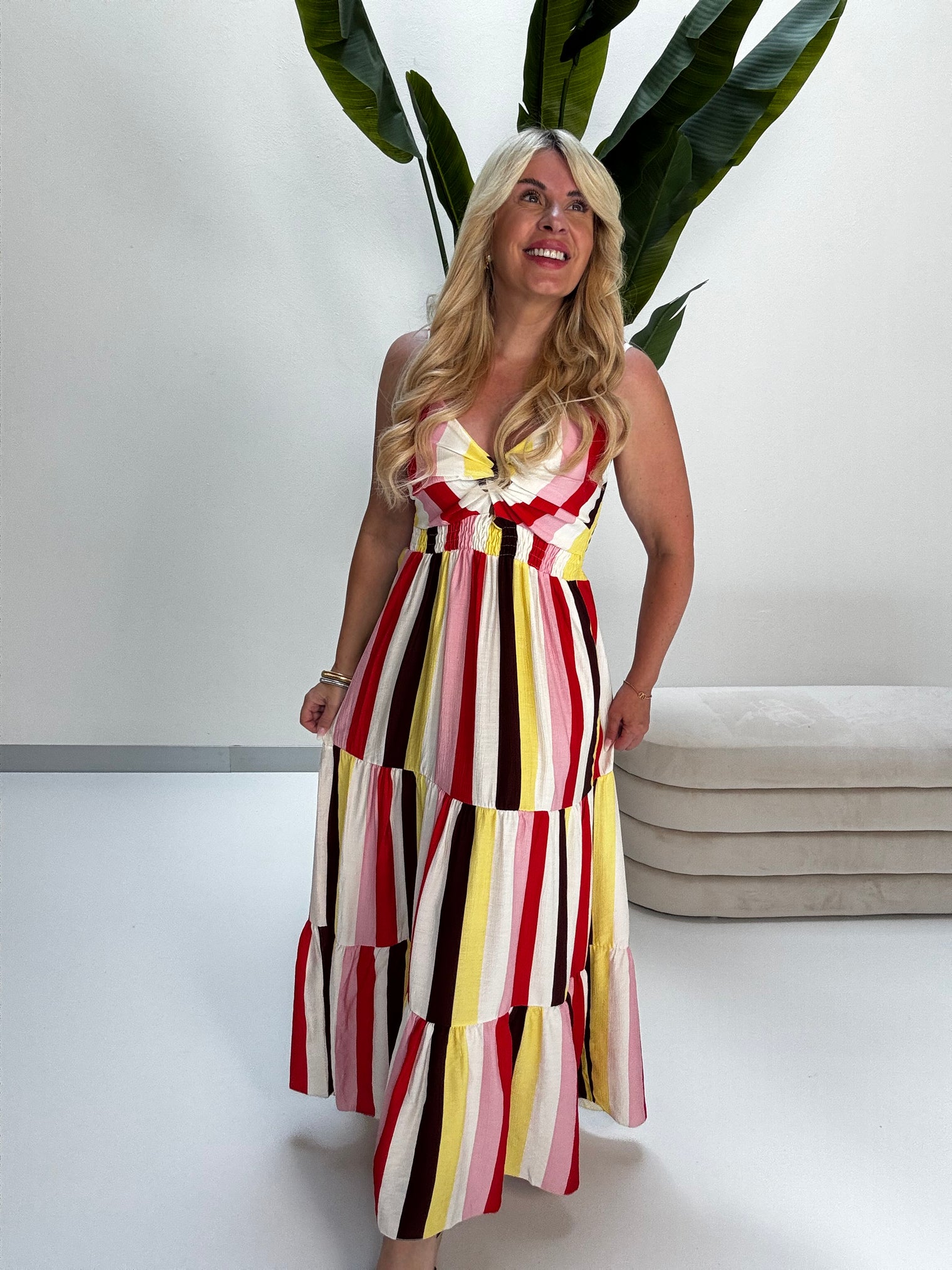Luftiges Sommer Kleid FOREVER A BOHO GIRL rosa/weiß/buttermilk lemon/rot