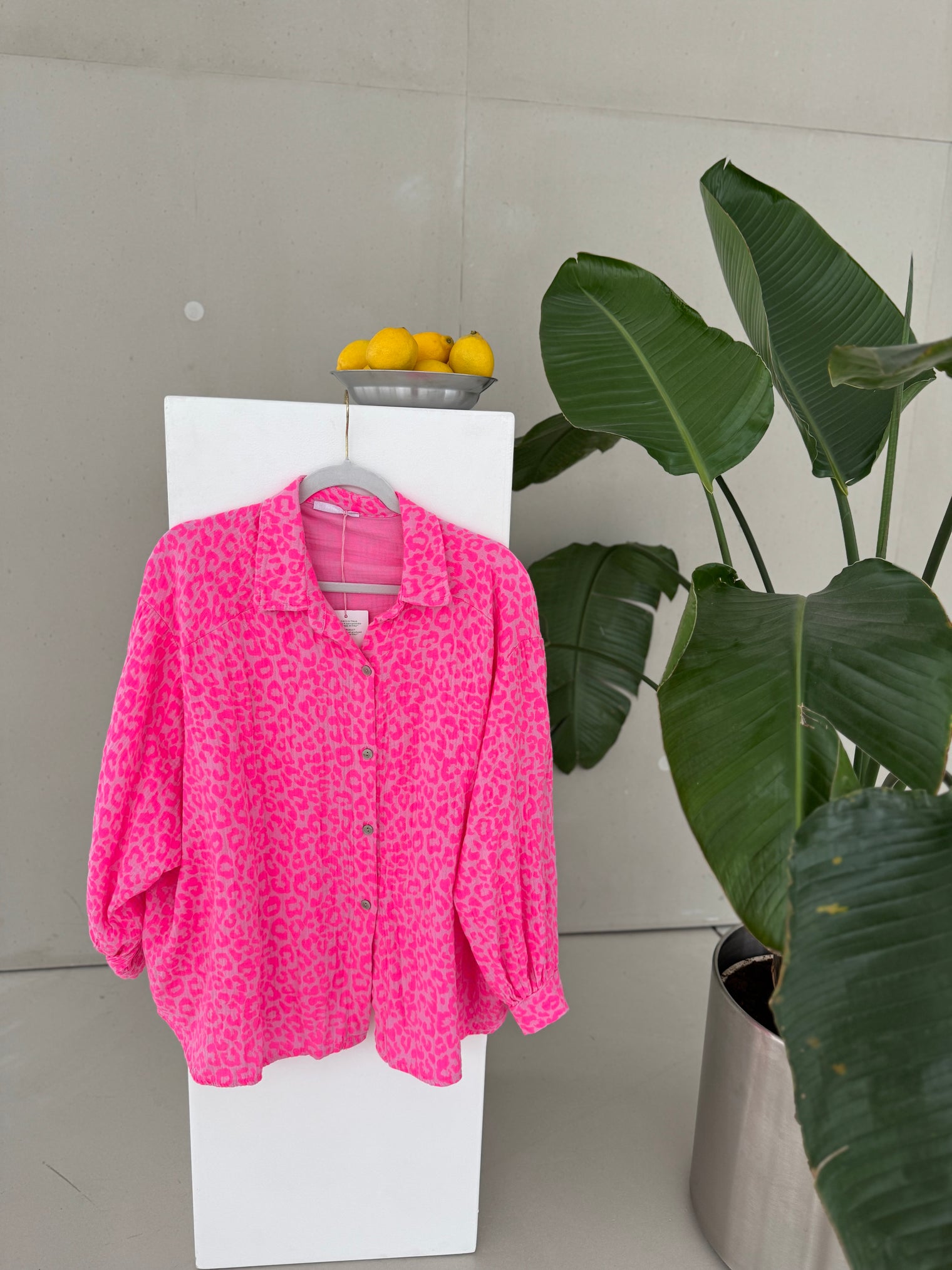 Musselin Bluse rosa LEO LOVER electric pink