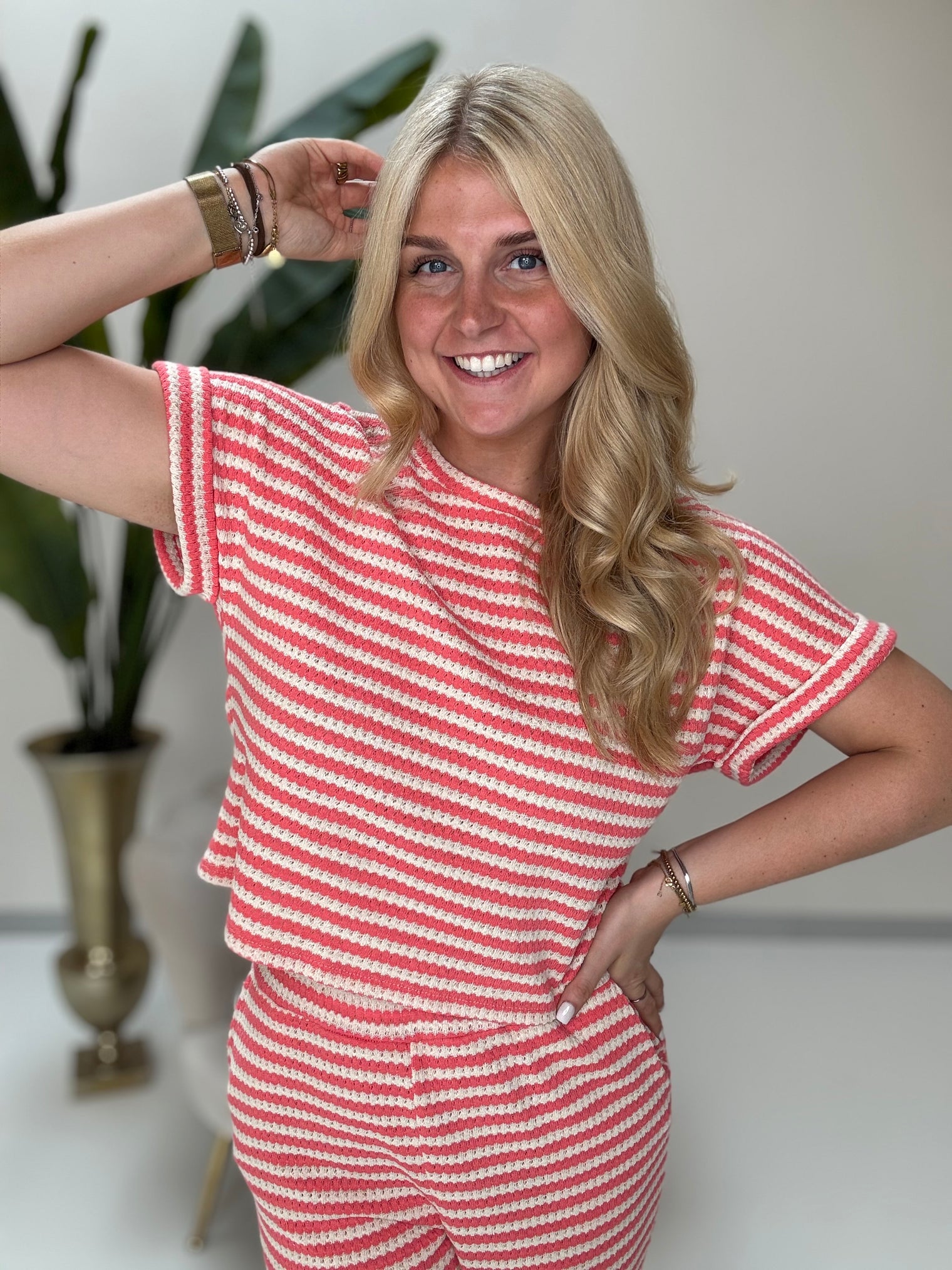 Sommer Strick Set RINGEL GIRL coral/creme