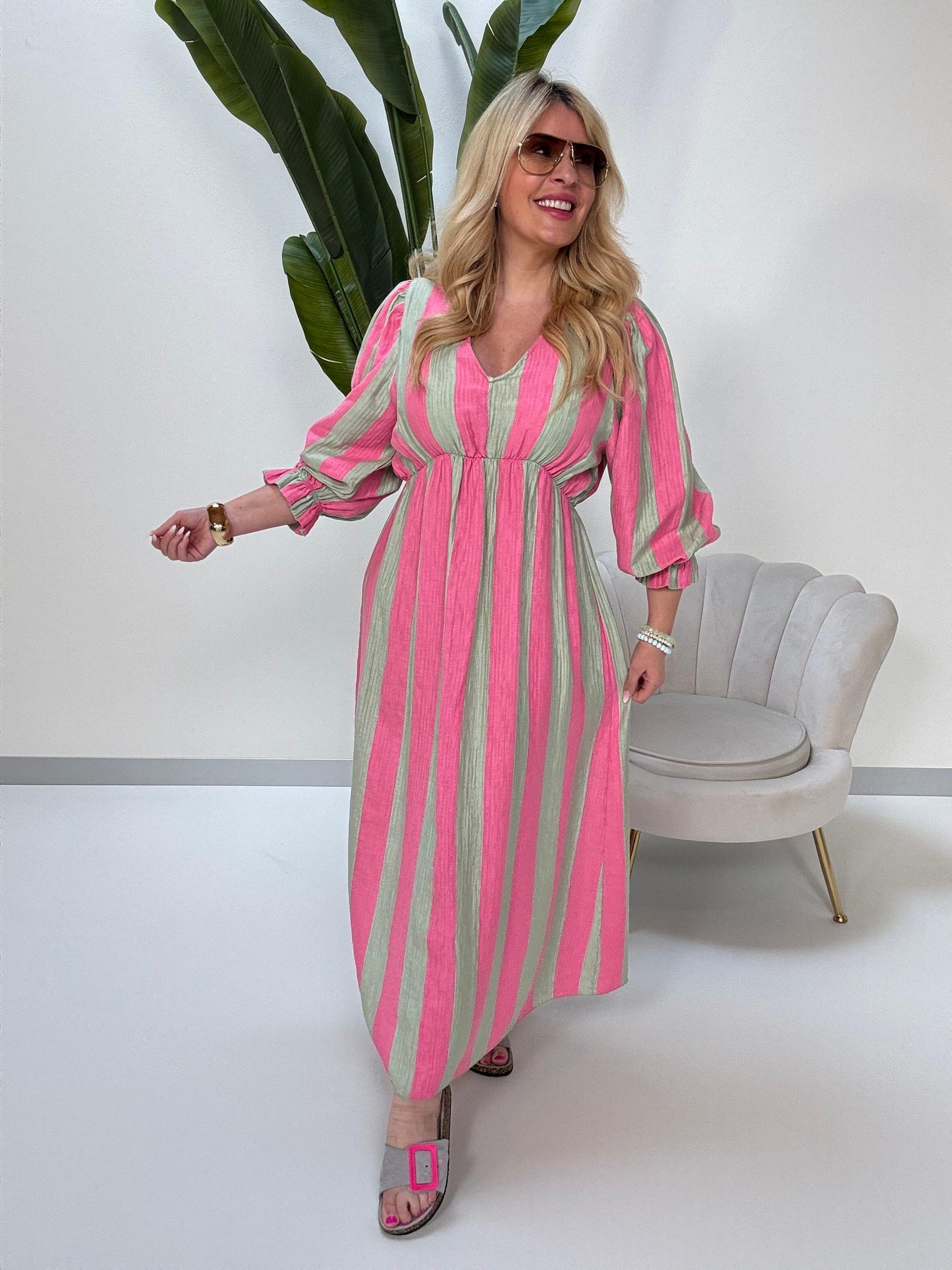 Signature Kleid BLOCK STRIPES mint/pink
