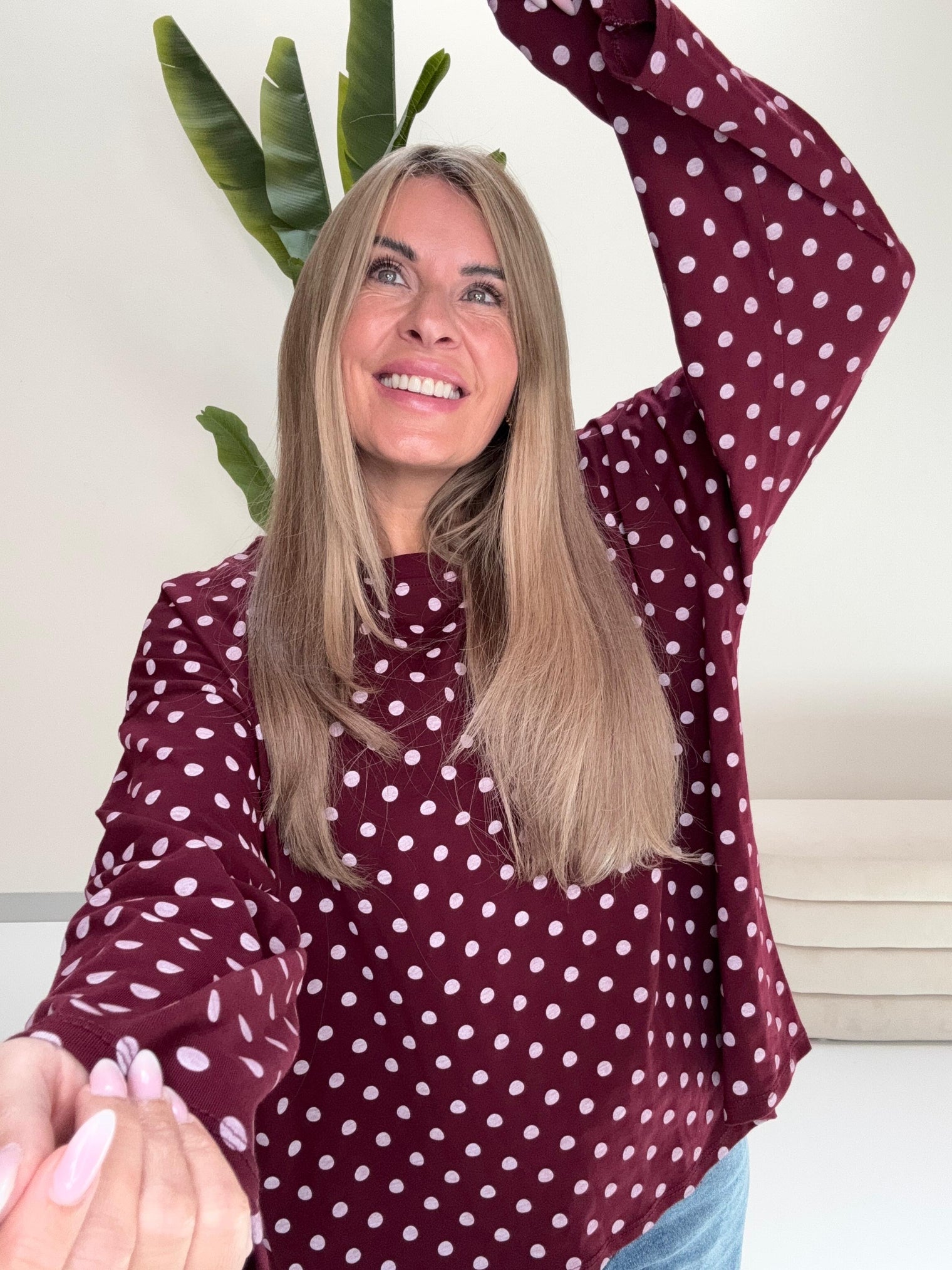 Longsleeve DOTS mit leicht ausgestelltem Ärmel burgundy