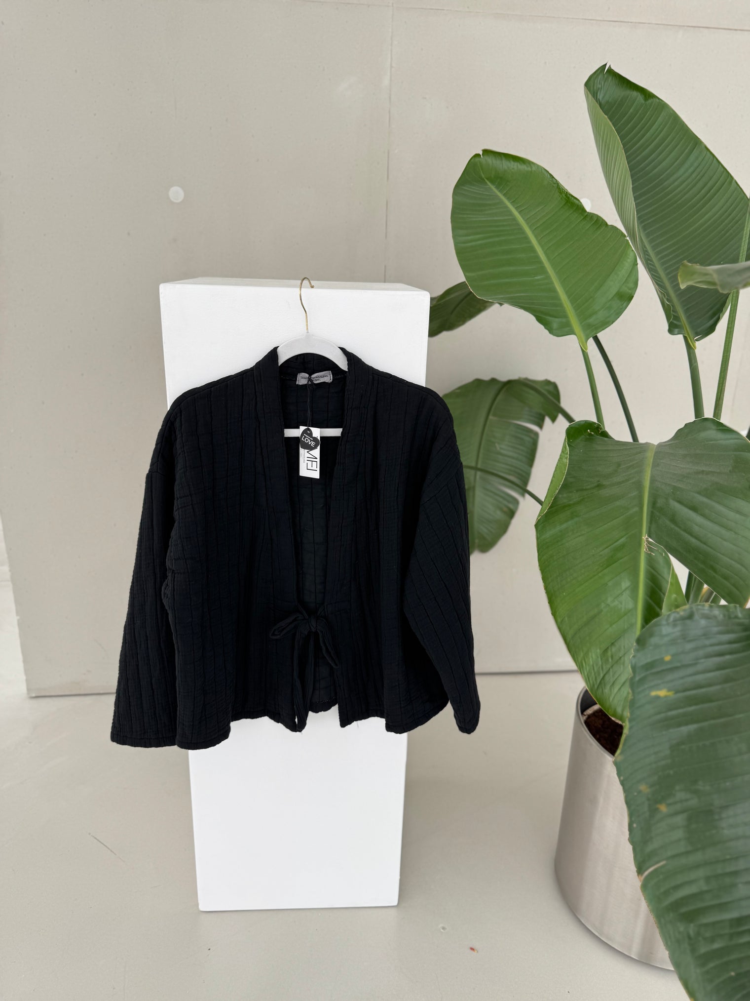 Signature Musselin Steppjacke zum binden SCHWARZ