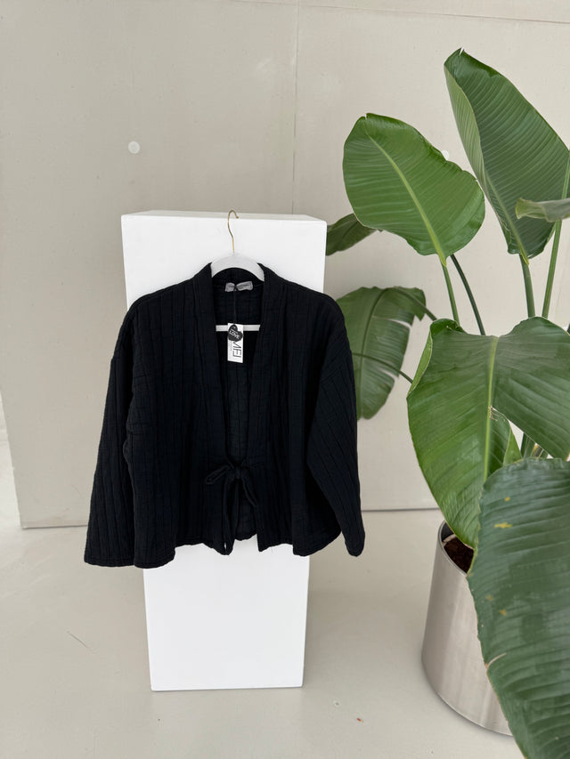 Signature Musselin Steppjacke zum binden SCHWARZ