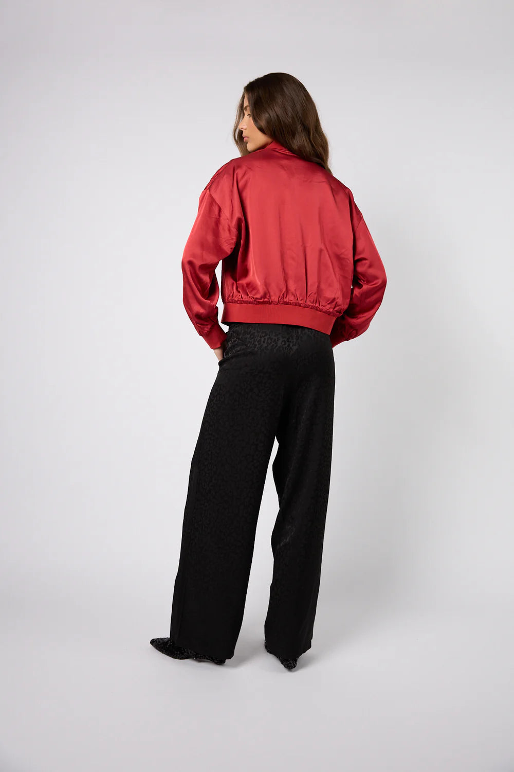 OH APRIL Elin Reversable Bomber Jacket Leo Black/ Maroon