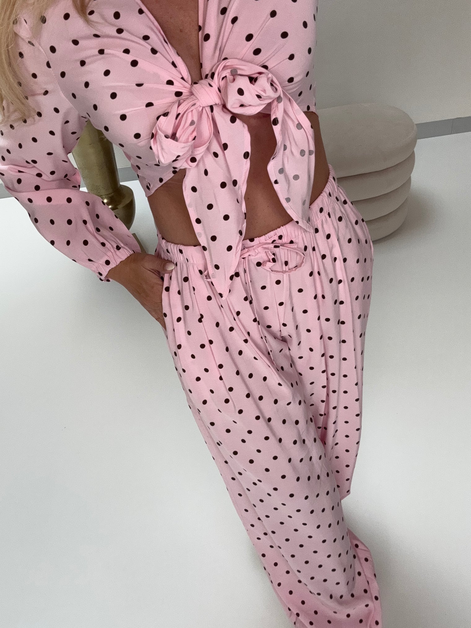 Ballon Hose POLKA DOTS LOVE hellrosa/coffee