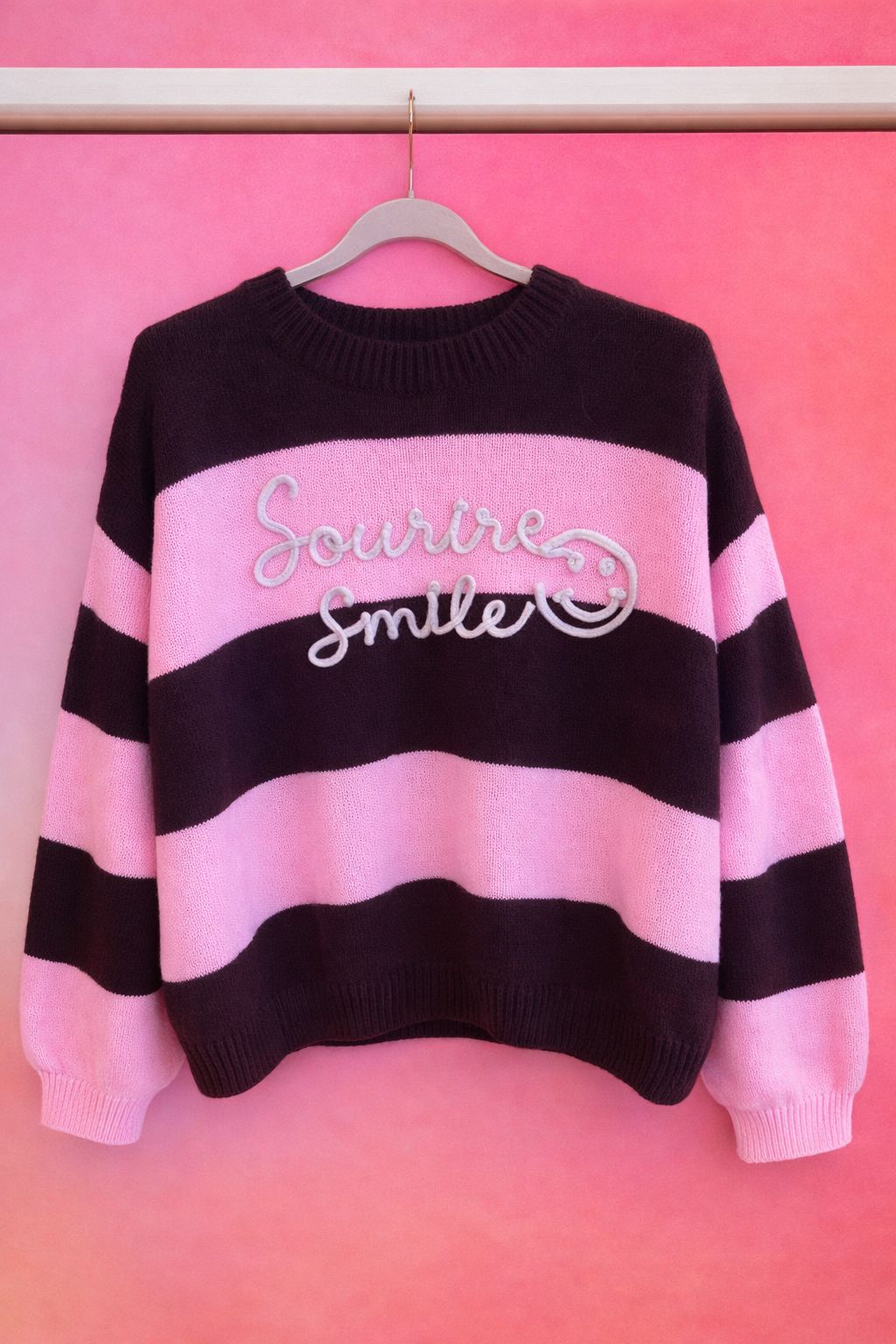 Pullover pink/dark chocolate gestreift SMILE