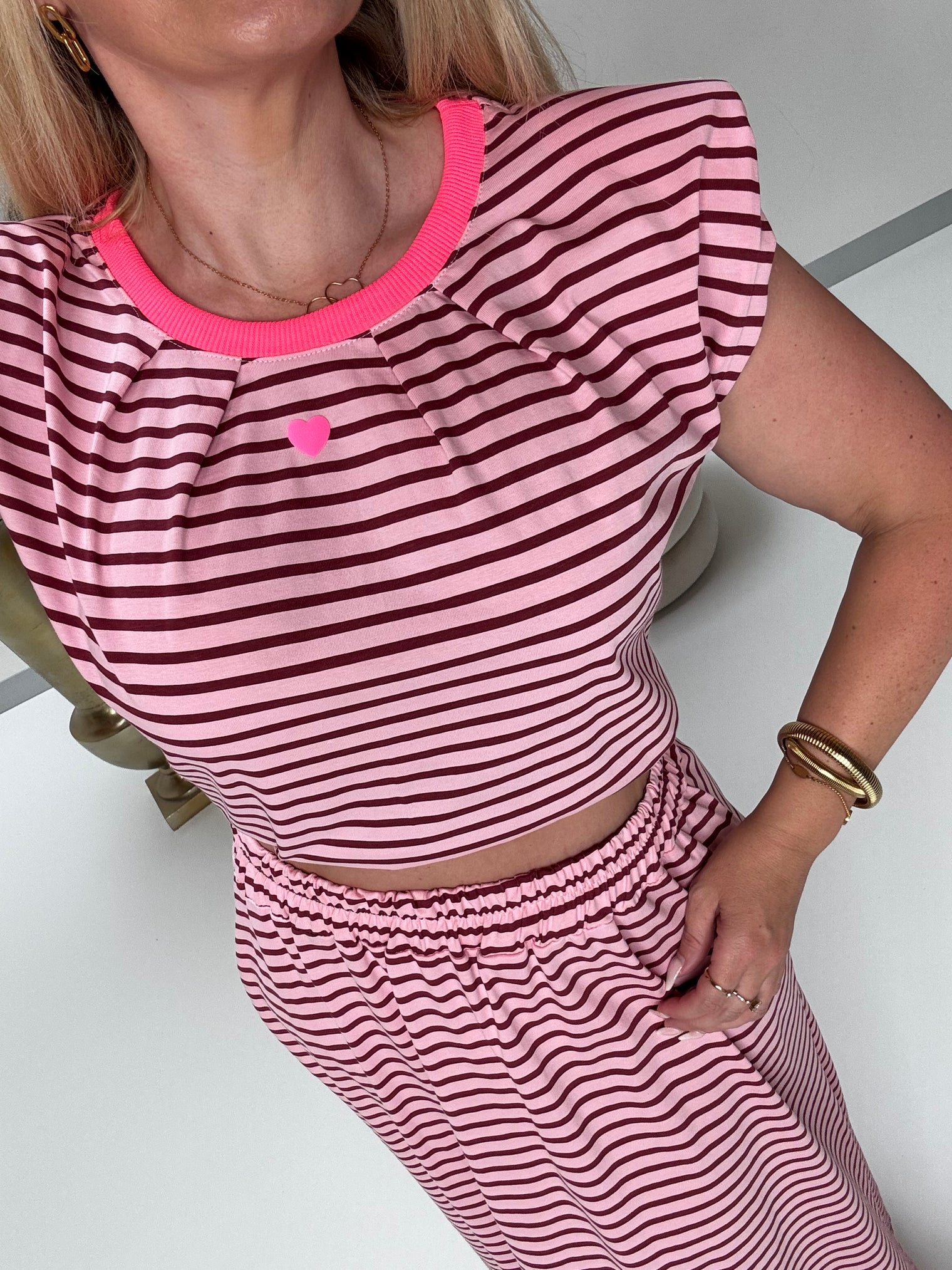 Statement Shirt mit leichten Schulterpolstern LITTLE HEART hellrosa/burgundy
