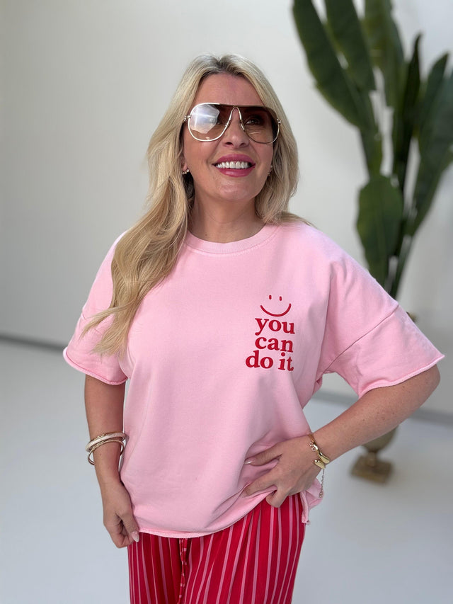 Statement Shirt YOU CAN DO IT rosa