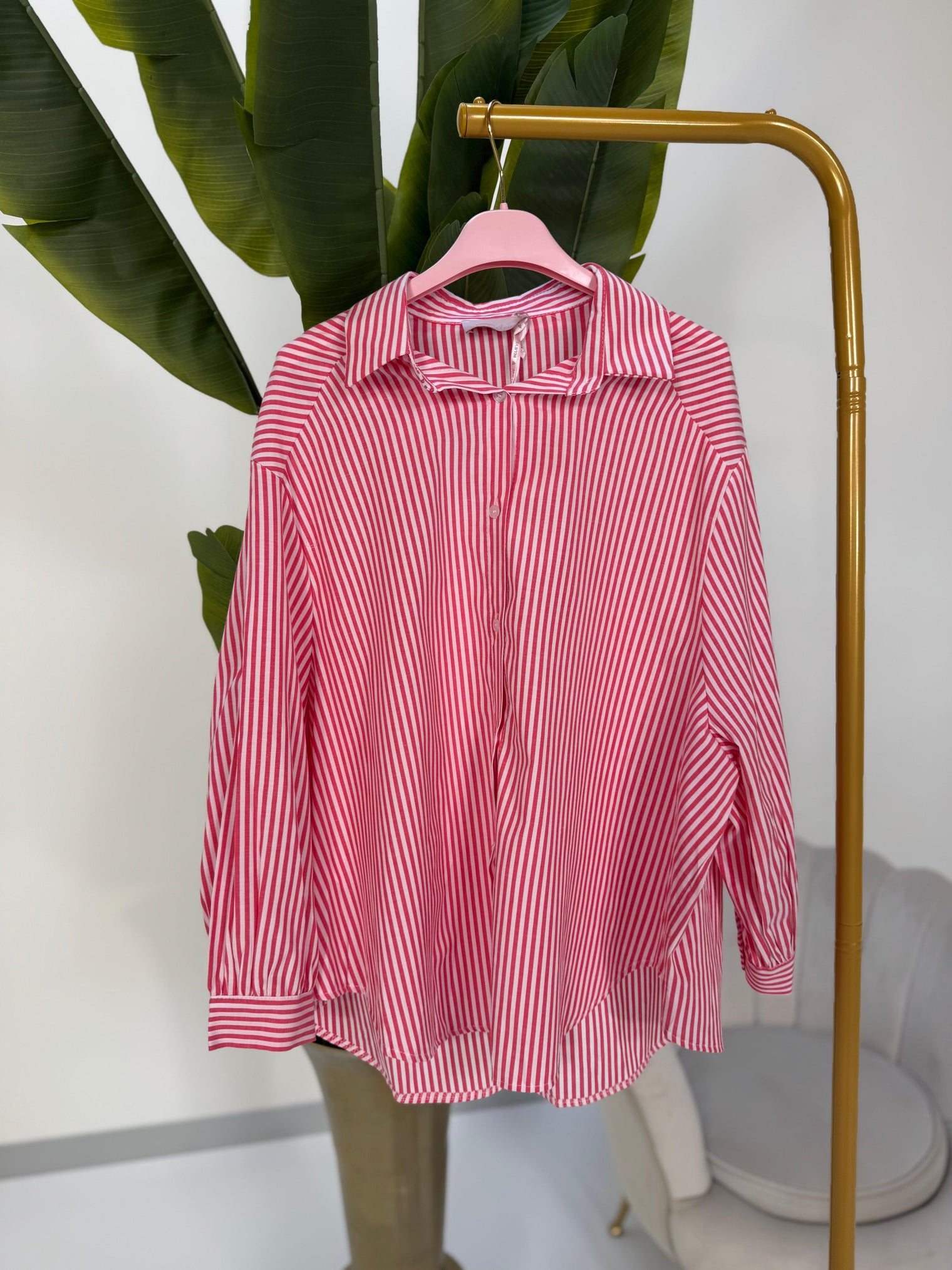 Bluse GOOD KARMA CLUB rot/weiß gestreift