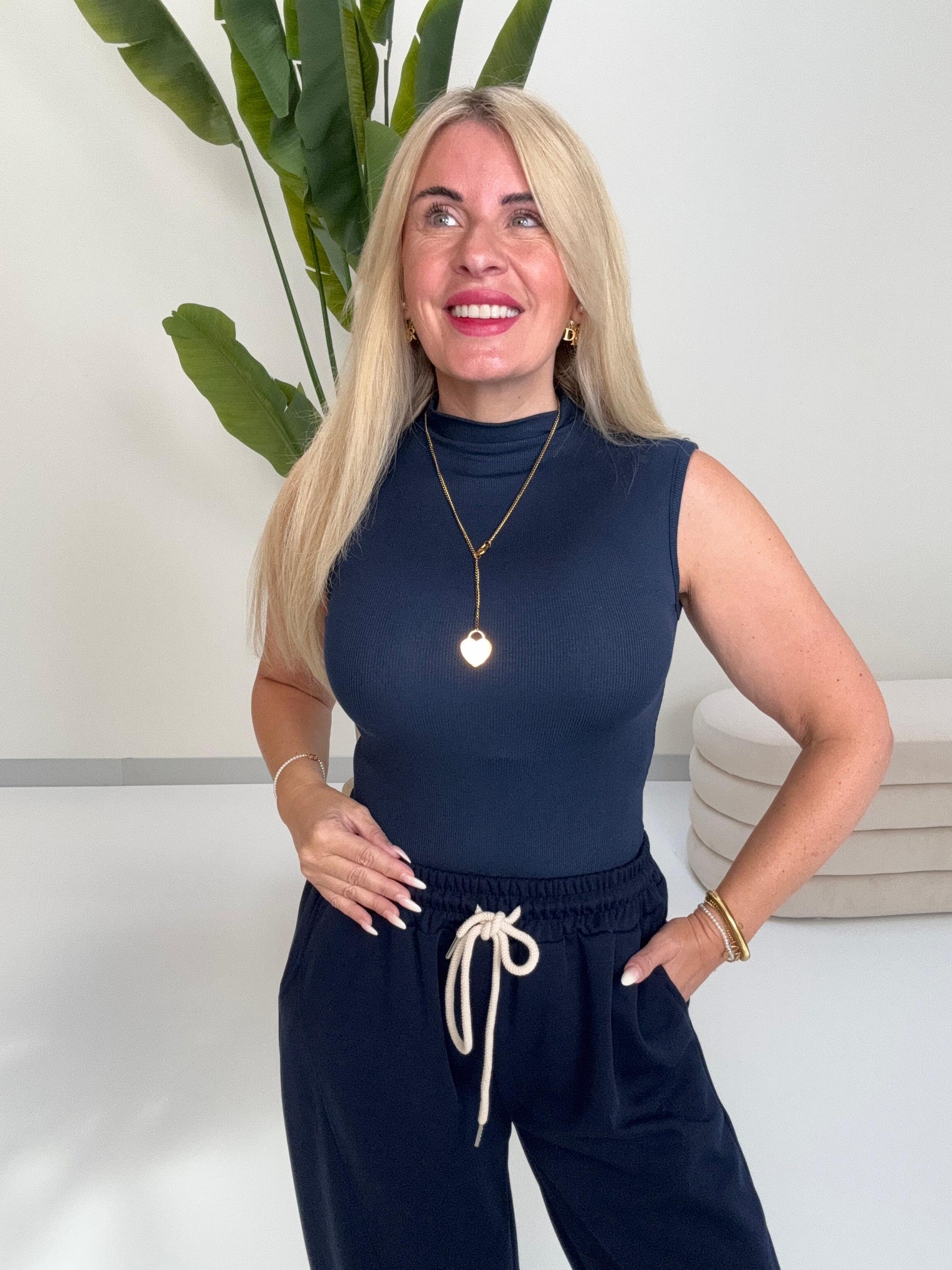 Ripp Turtle Neck Top LOVELY LIFE mitternachtsblau