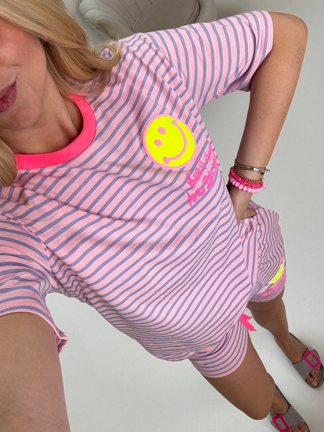 Gestreifte Baumwoll Shorts KEEP IT SIMPLE rosa/flieder
