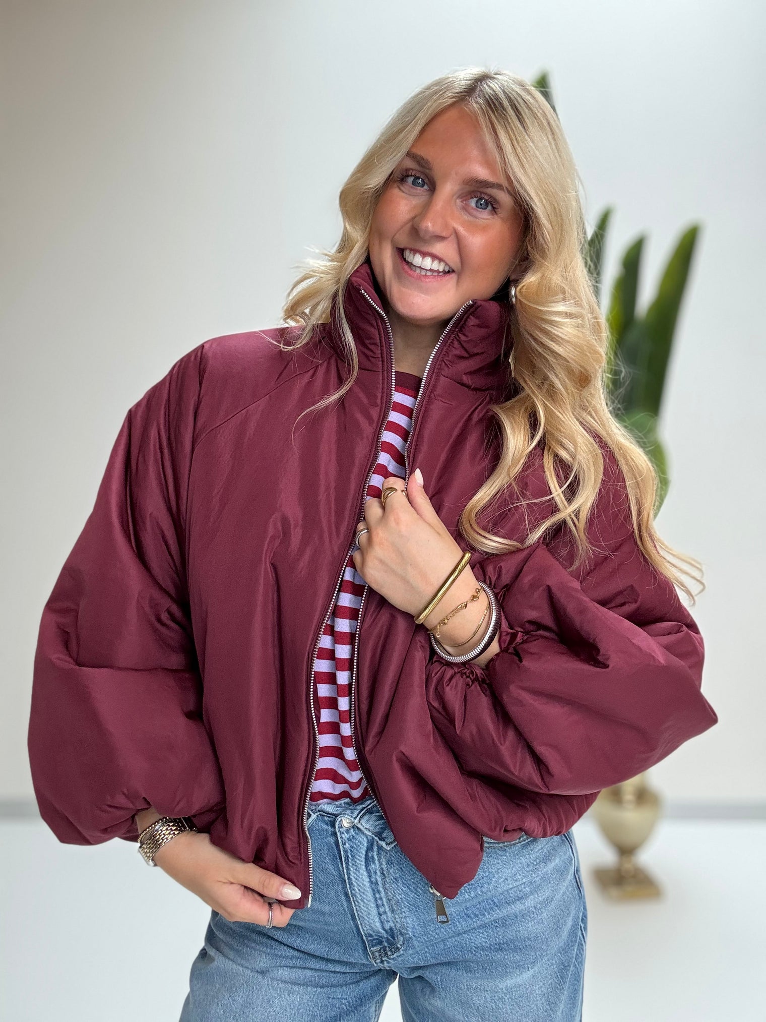 Jacke PUFFY POWER mit Reißverschluss burgundy
