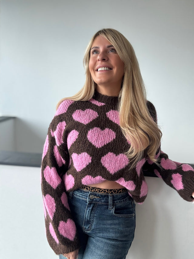 Pullover Loverly HEARTS Chocolate Rosa