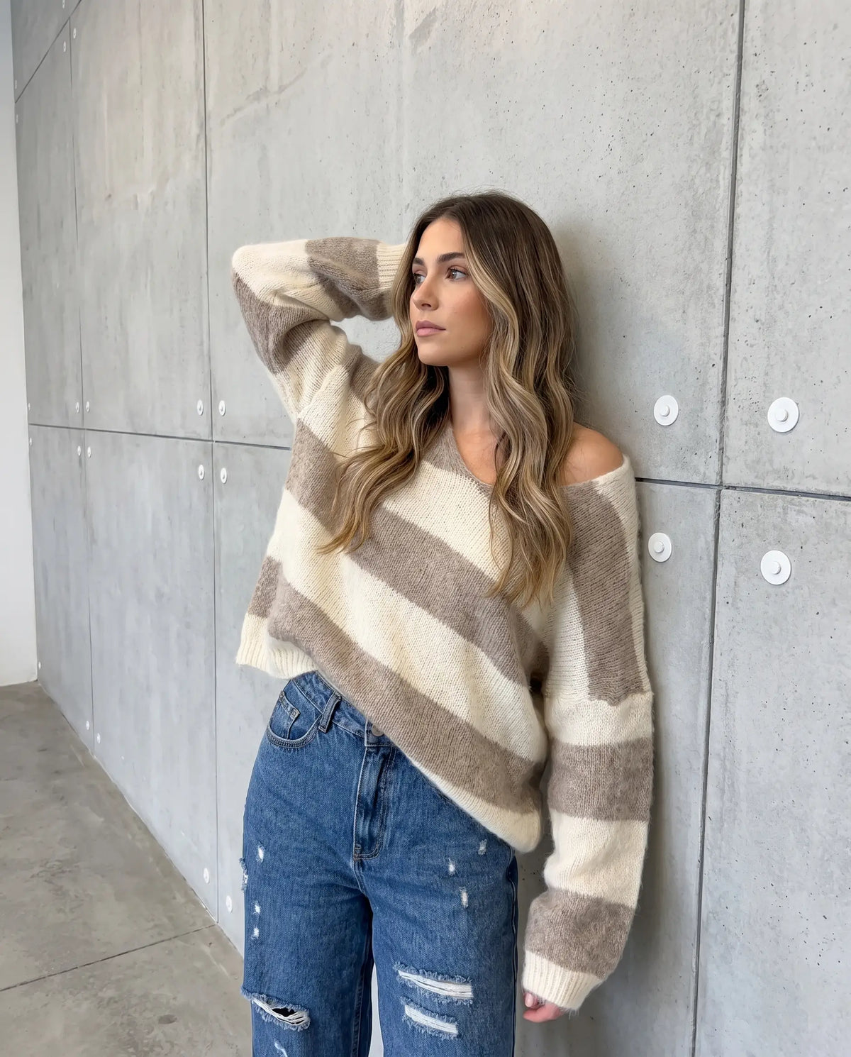 Kuschelweicher Strickpullover mit Alpakaanteil beige/creme