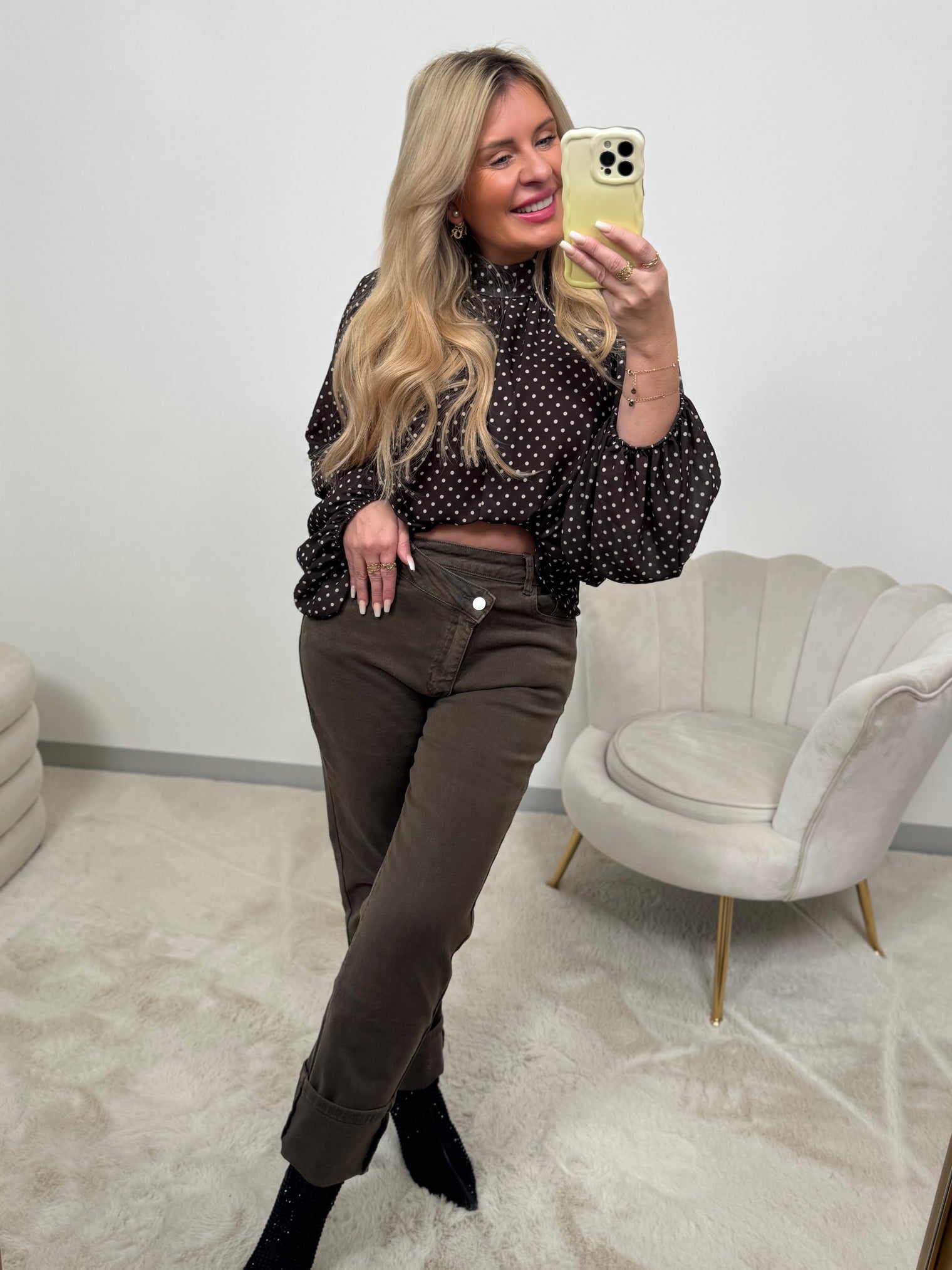 Jeans TAUPE mit Stretch und Fashion Bund