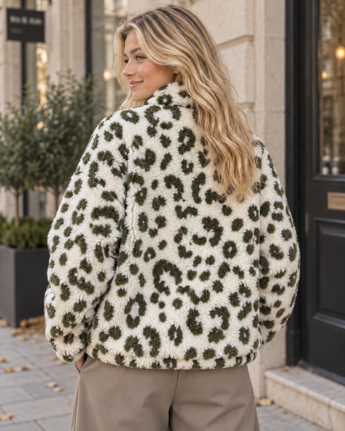 Kuschel Jacke LEO & Patch DRESS FOR YOURSELF creme/khaki