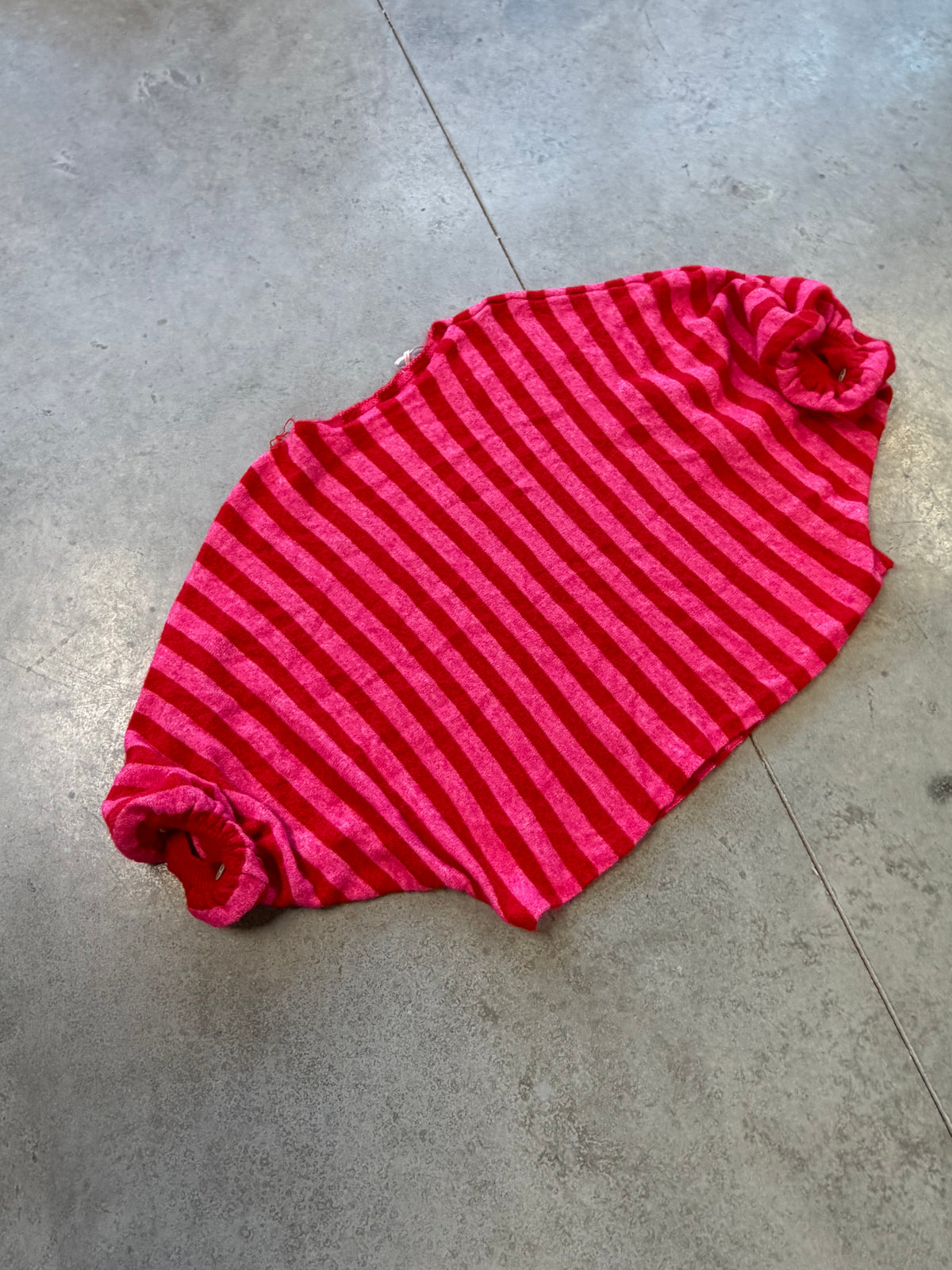 Oversize Strickpullover Stripes mit Alpakaanteil rot pink