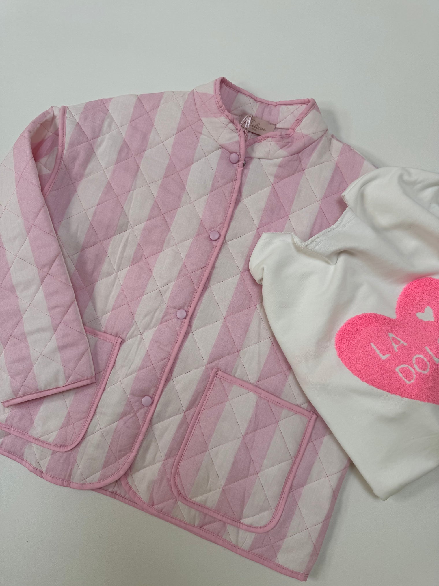 Stepp Jacke CALL ME STRIPES rosa/weiß