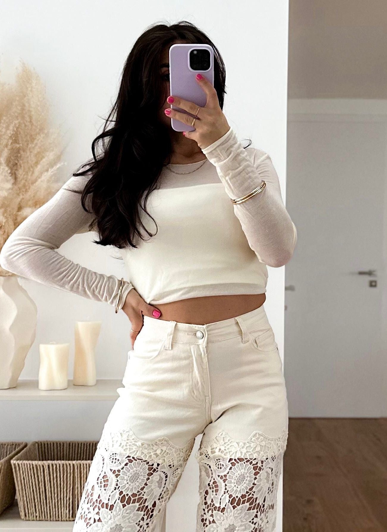 Cashmere Oberteil creme TRANSPARENCY