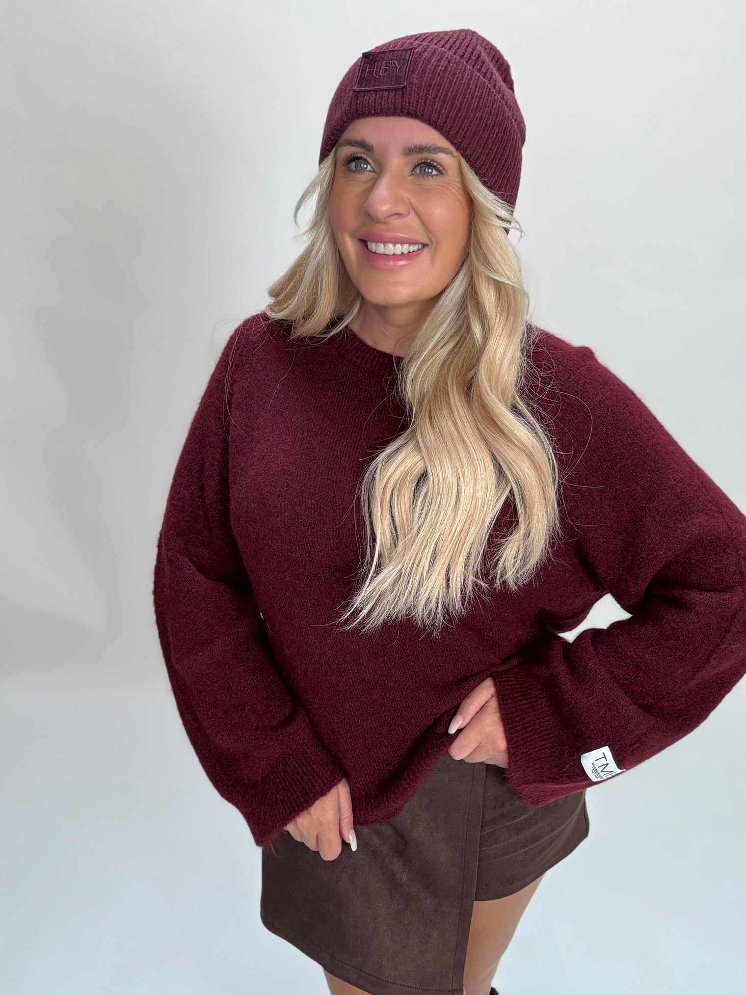 Signature Strickpullover Baby Alpaka burgundy