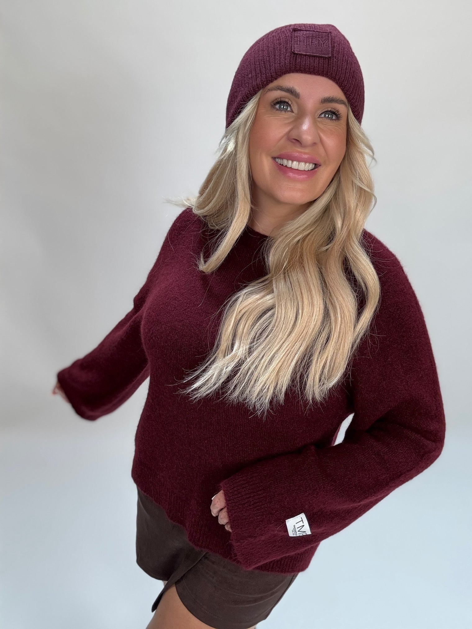 Signature Strickpullover Baby Alpaka burgundy