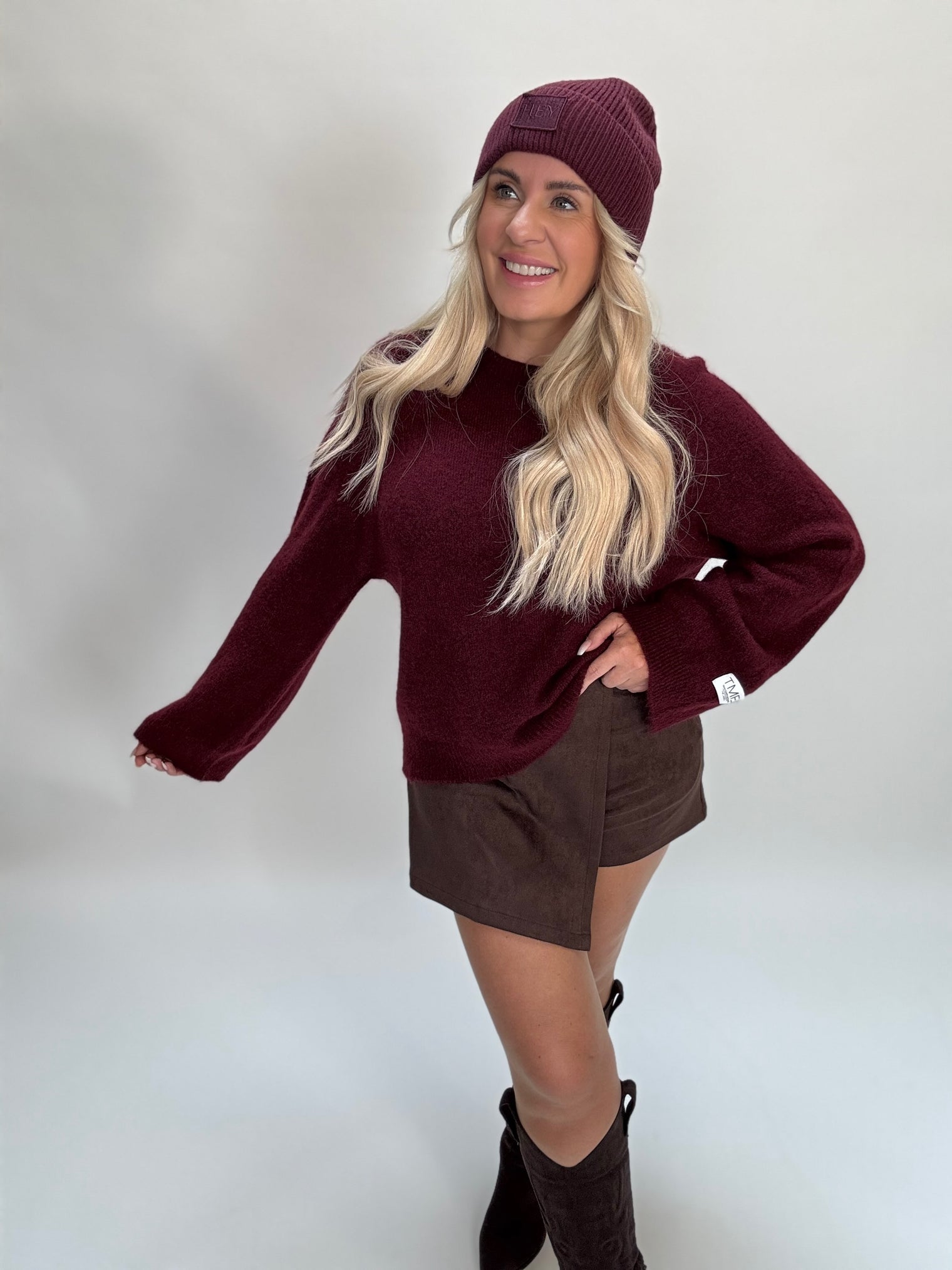 Signature Strickpullover Baby Alpaka burgundy
