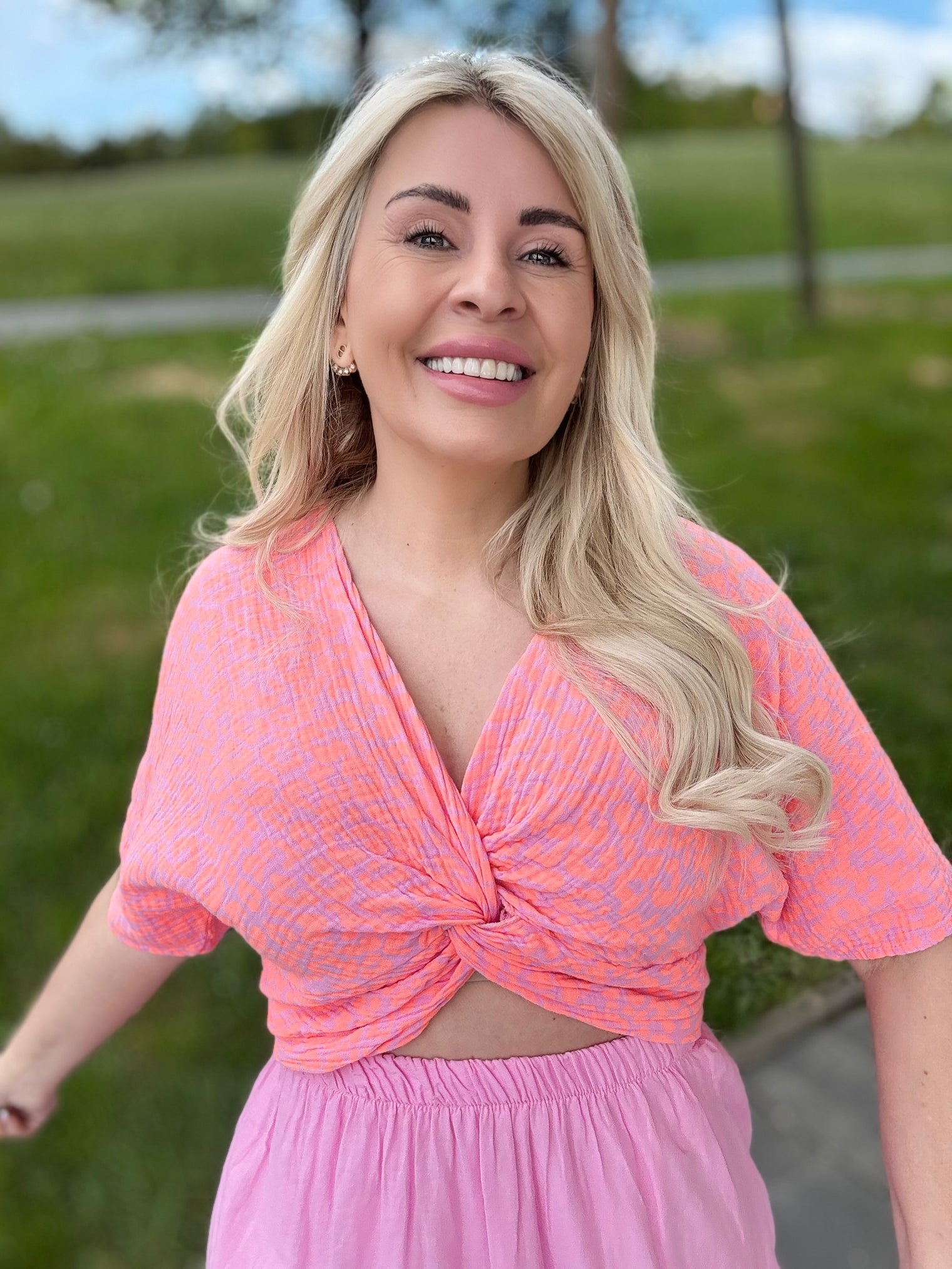 Cropped Bluse rosa LEO LOVER orange