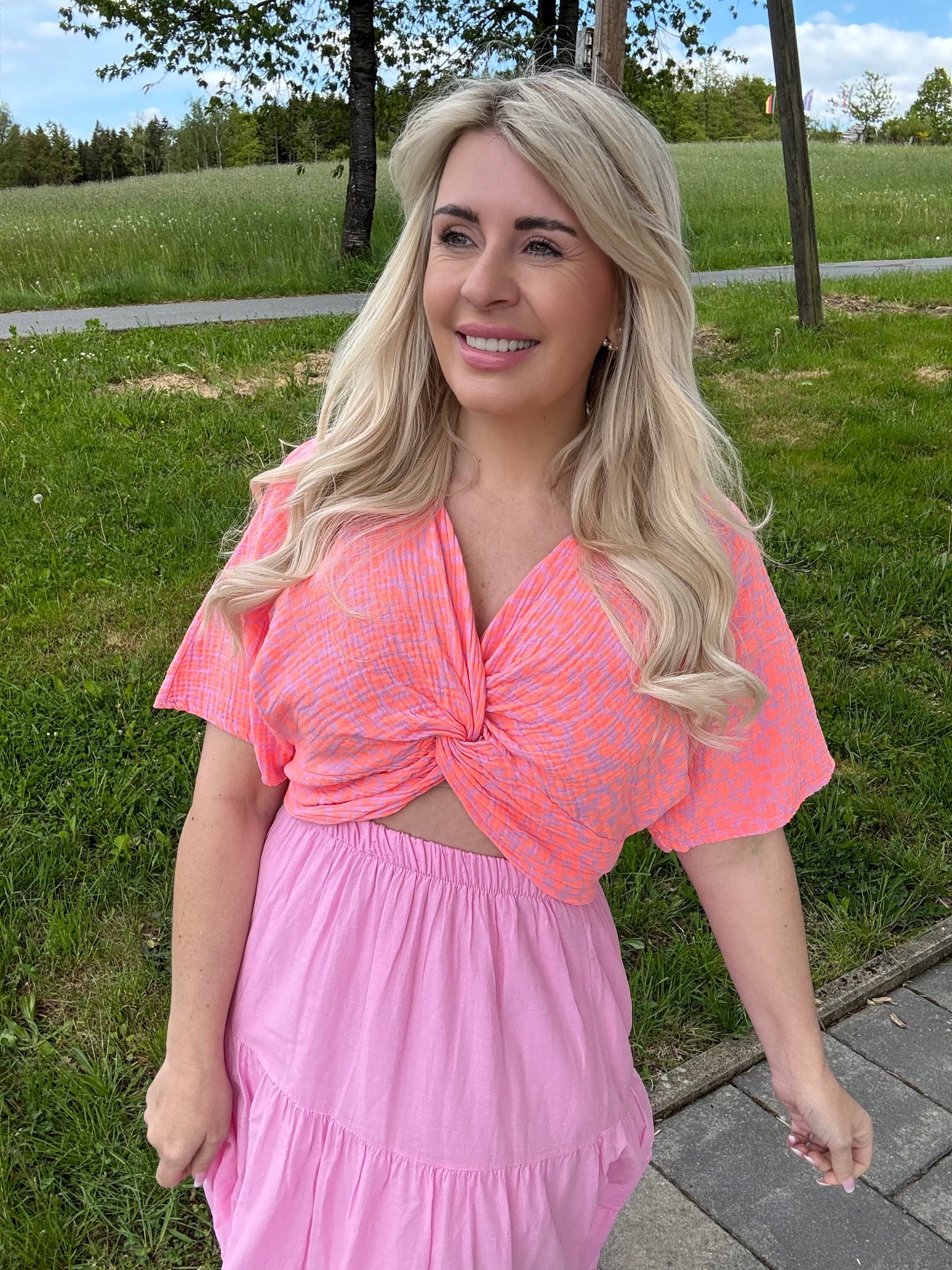 Cropped Bluse rosa LEO LOVER orange