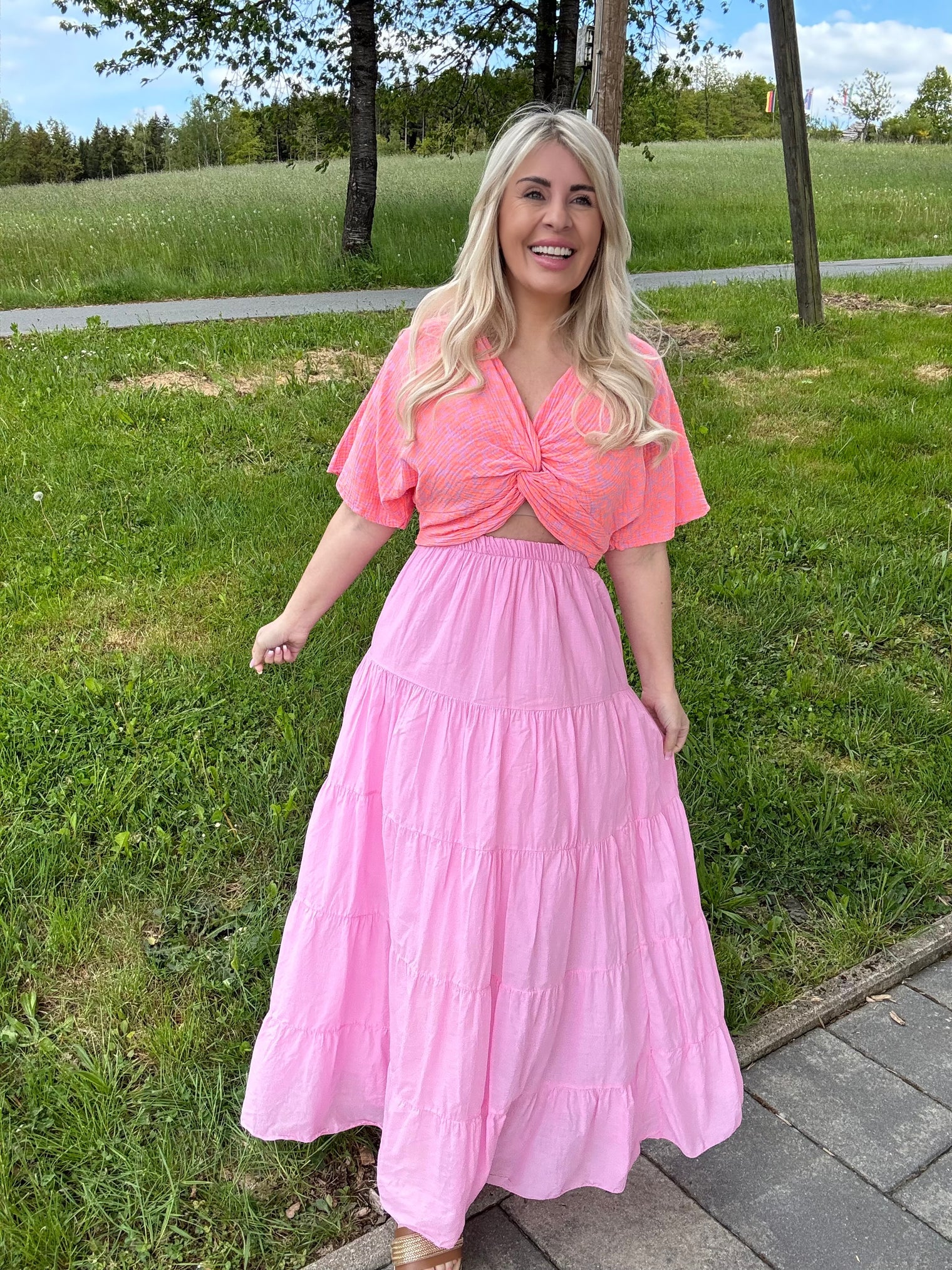 Cropped Bluse rosa LEO LOVER orange