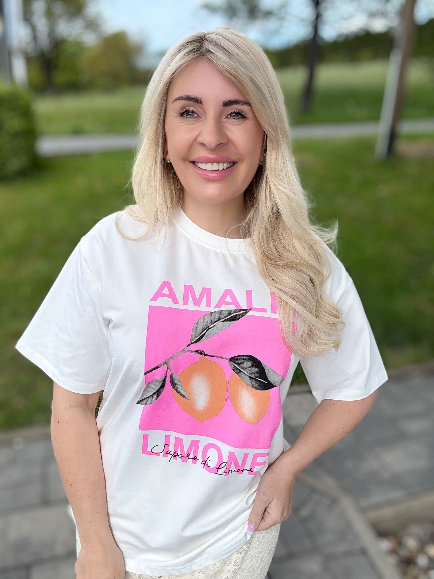 Statement Shirt weiß AMALFI LIMONE