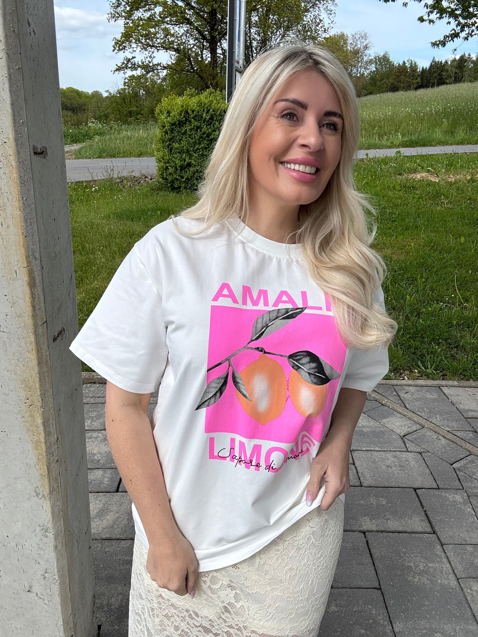 Statement Shirt weiß AMALFI LIMONE